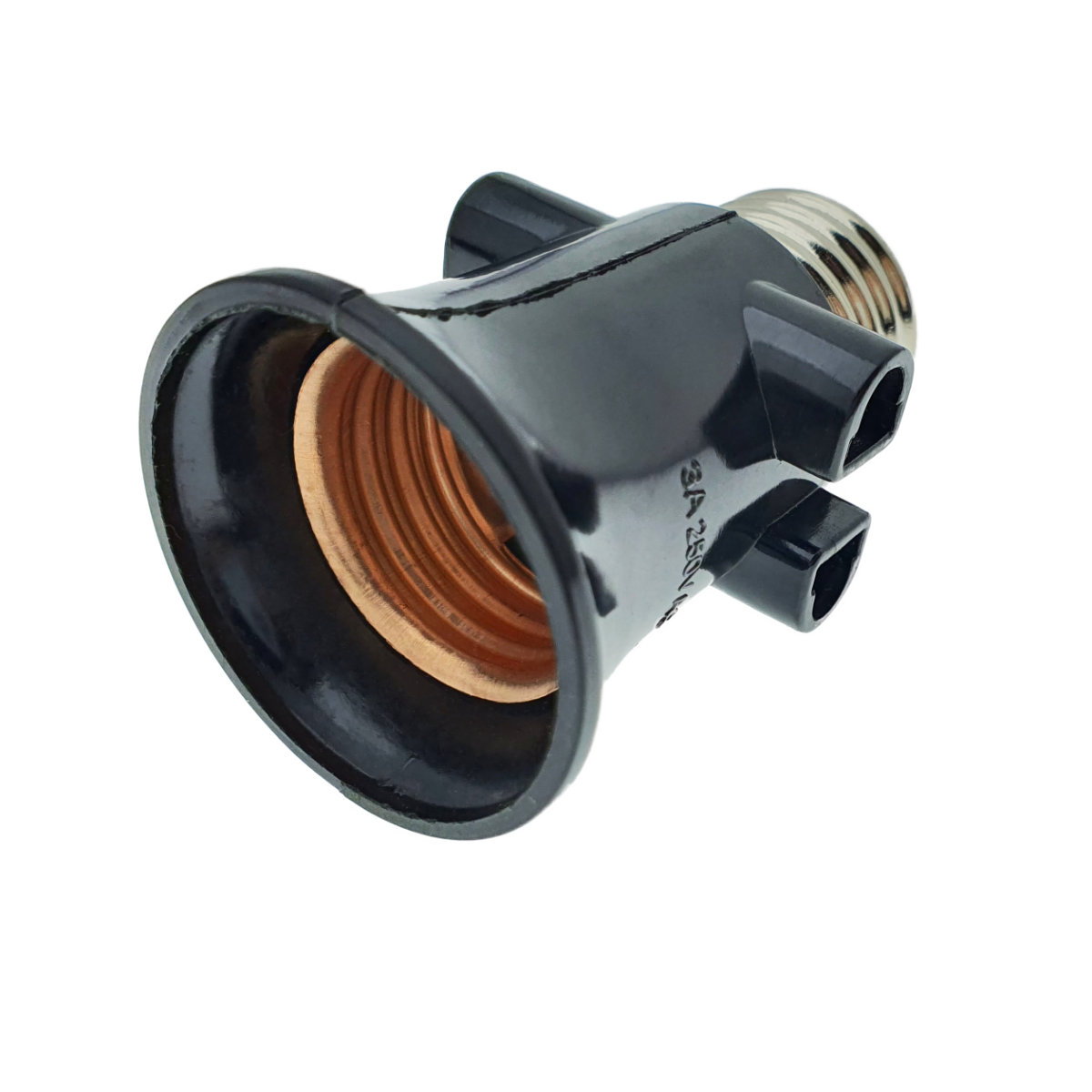 Dulie cu soclu E27 si 2 prize Euro C7, 16A 250V, neagra [1]