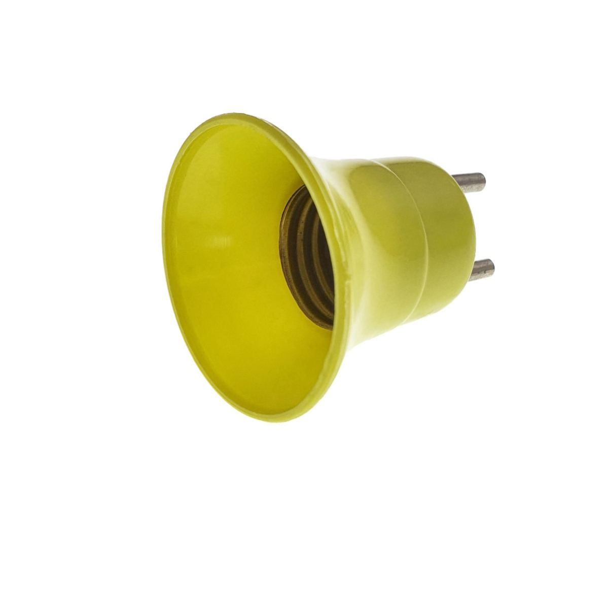 Dulie cu stecher, pentru bec, fasung E27, din plastic, cu conectare la priza retea electrica, galben [1]