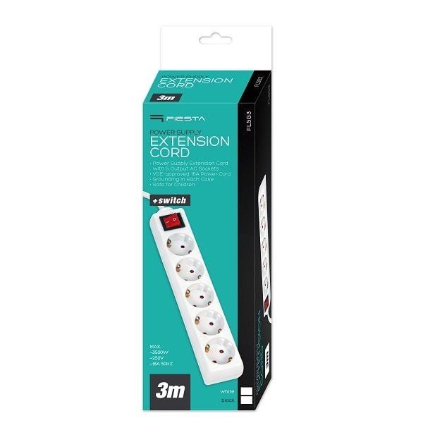 FIESTA POWER SUPPLY EXTENSION CORD 5 GERMAN SOCKETS 3,0M [2]