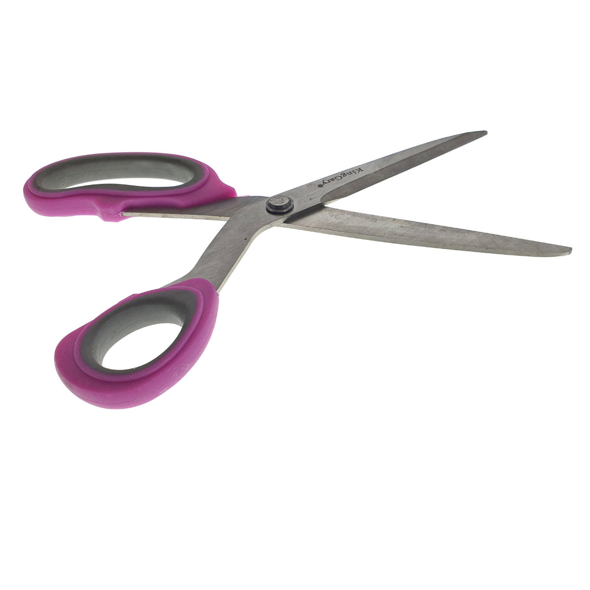 Foarfeca de birou multifunctionala, lungime 23 cm, lama otel inoxidabil, maner plastic mov cu gri [10]