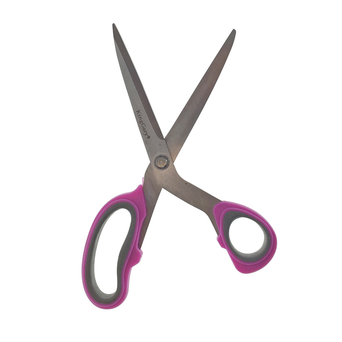 Foarfeca de birou multifunctionala, lungime 23 cm, lama otel inoxidabil, maner plastic mov cu gri [2]