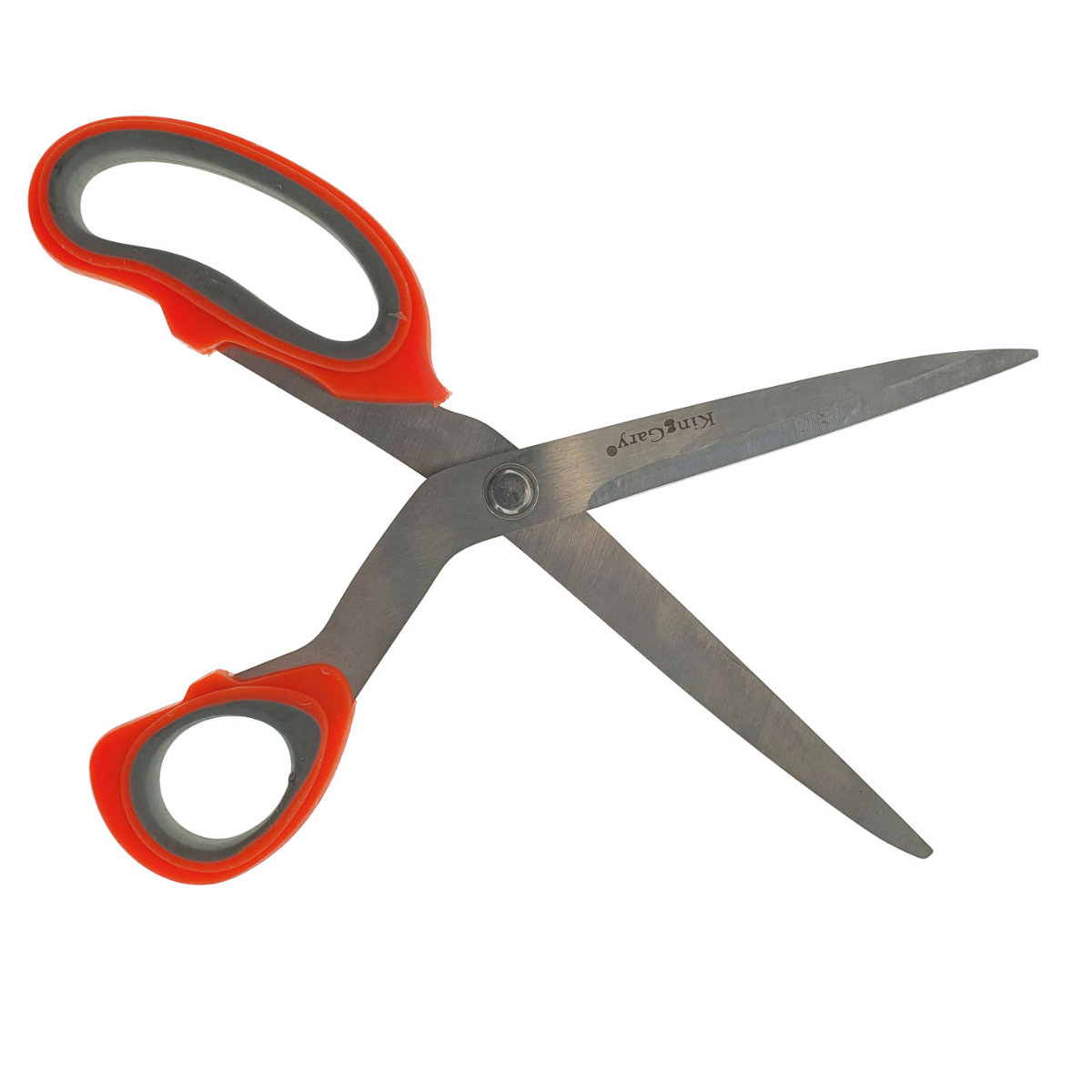 Foarfeca de birou multifunctionala, lungime 23 cm, lama otel inoxidabil, maner plastic portocaliu cu gri [2]