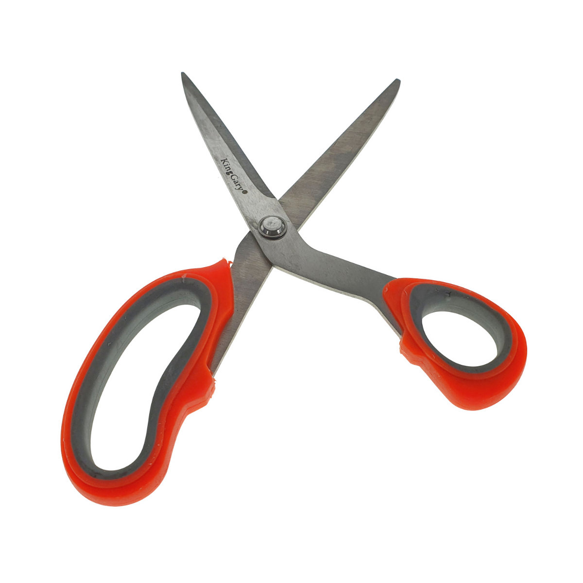 Foarfeca de birou multifunctionala, lungime 23 cm, lama otel inoxidabil, maner plastic portocaliu cu gri [5]