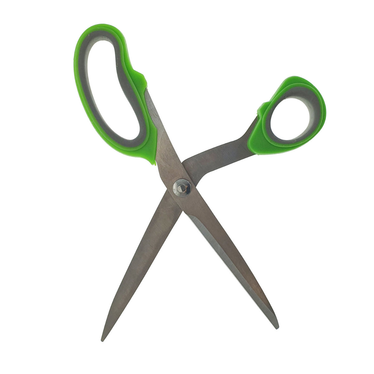 Foarfeca de birou multifunctionala, lungime 23 cm, lama otel inoxidabil, maner plastic verde cu gri [7]
