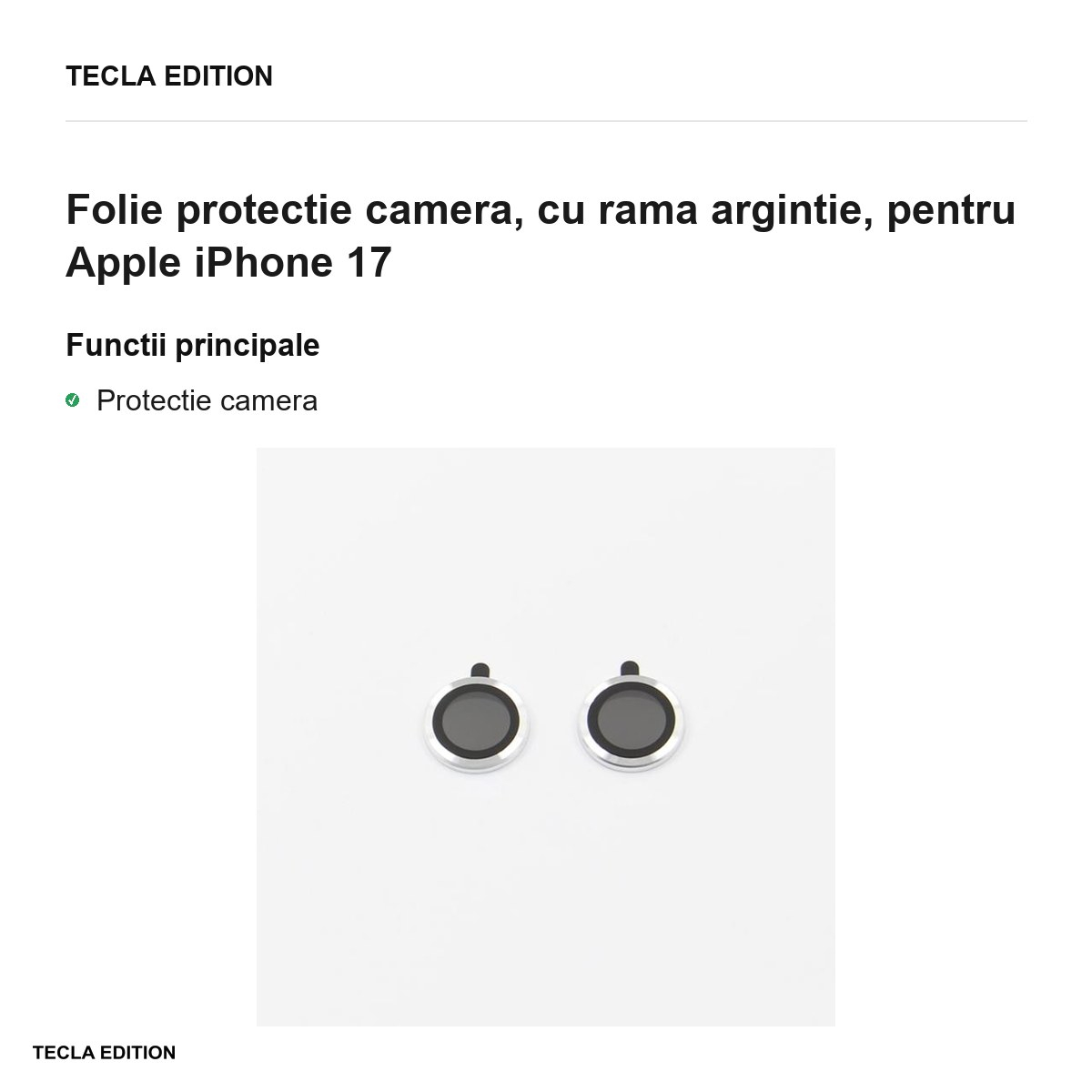 Folie protectie camera, cu rama argintie, pentru Apple iPhone 17 [2]