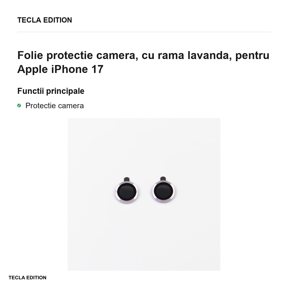 Folie protectie camera, cu rama lavanda, pentru Apple iPhone 17 [2]
