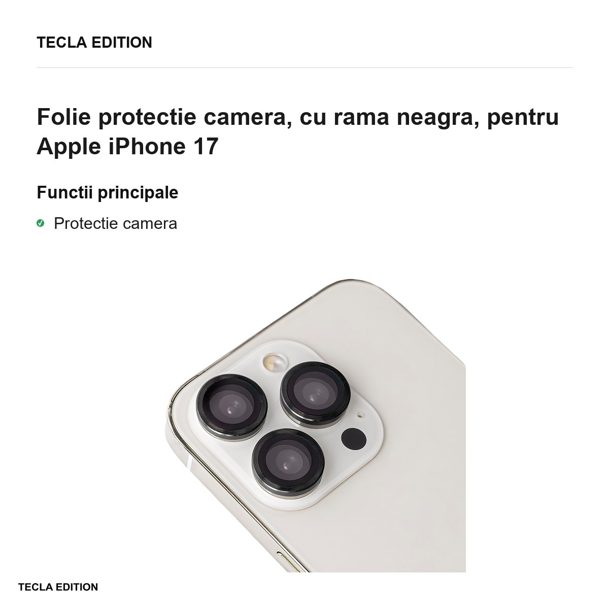 Folie protectie camera, cu rama neagra, pentru Apple iPhone 17 [2]