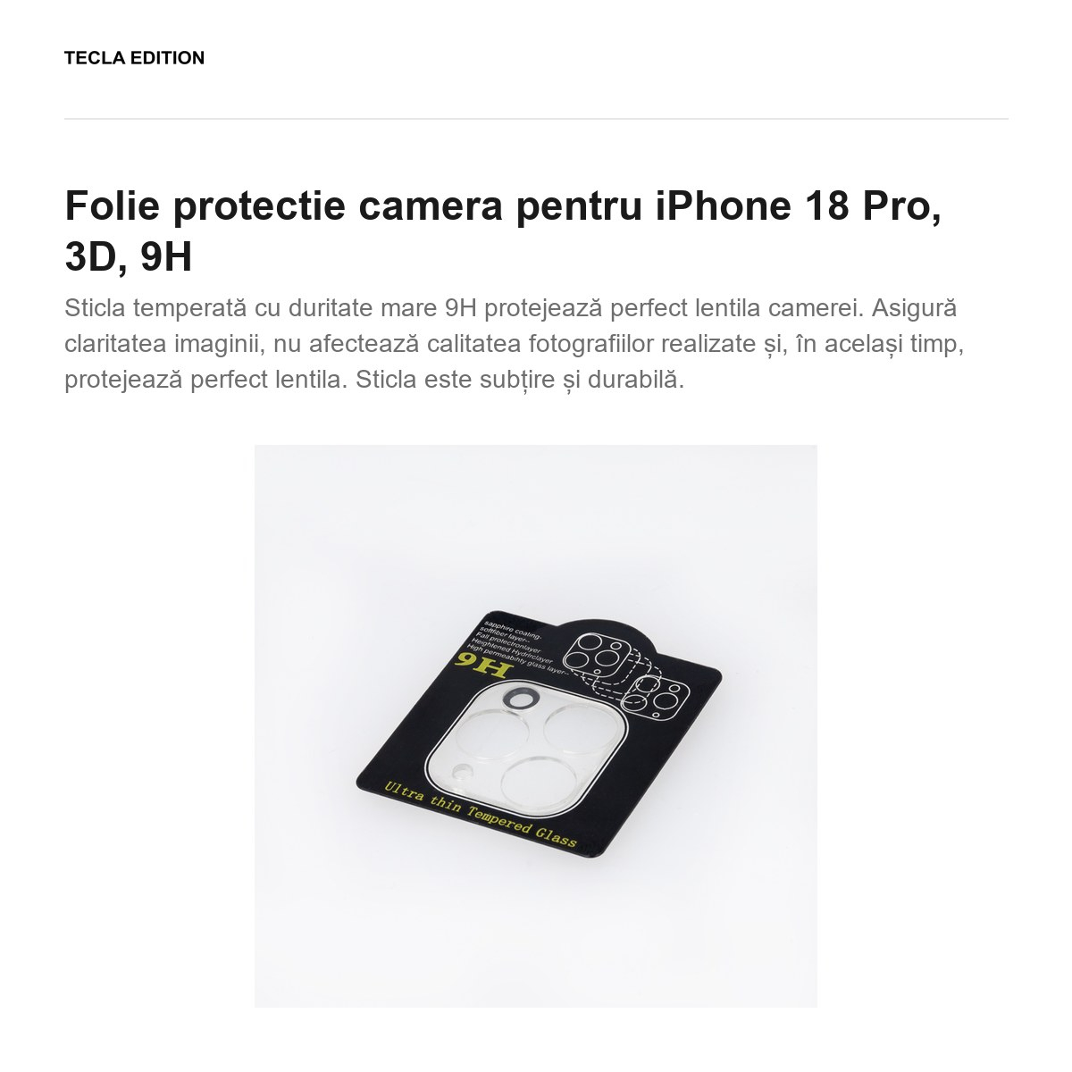 Folie protectie camera pentru iPhone 18 Pro, 3D, 9H [2]