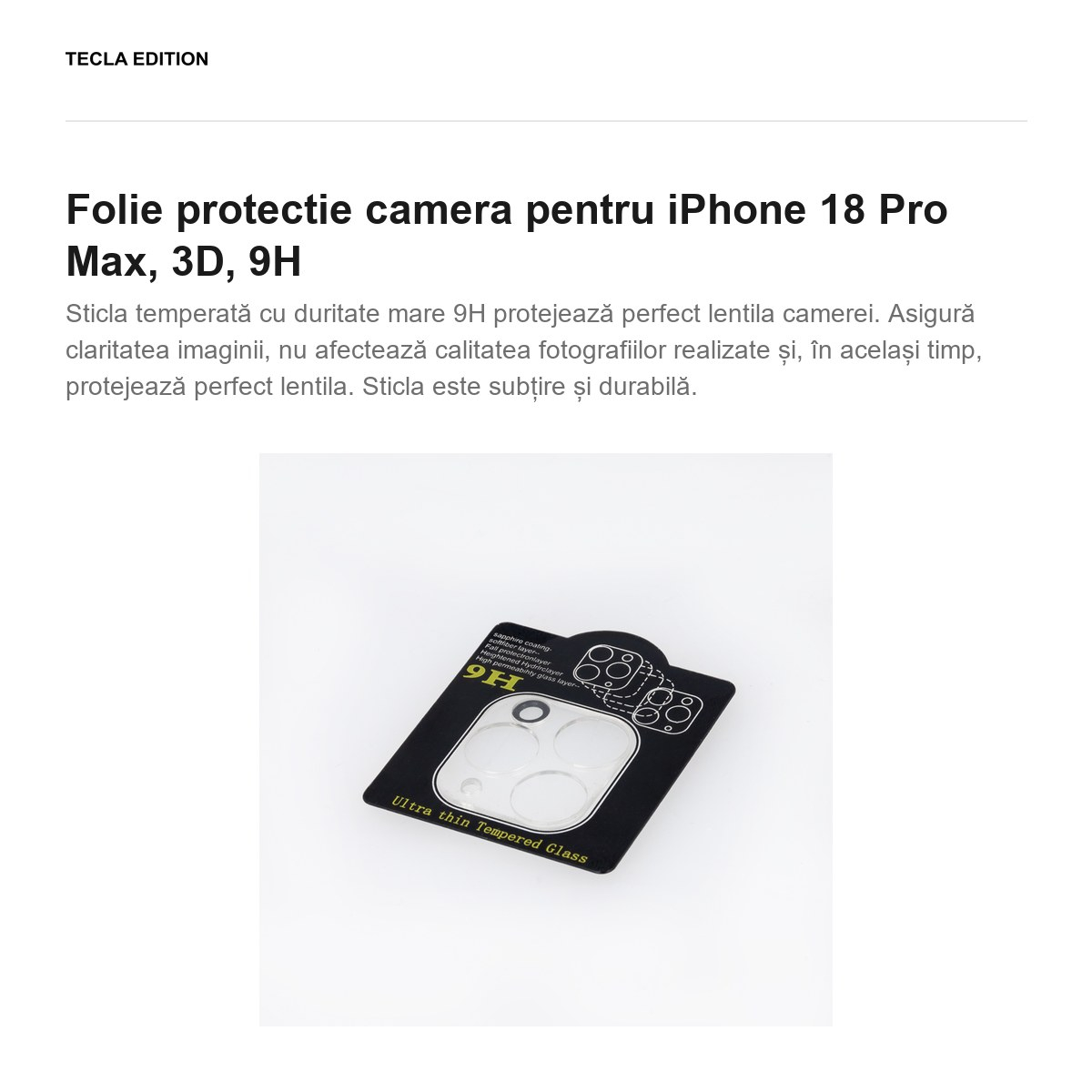Folie protectie camera pentru iPhone 18 Pro Max, 3D, 9H [2]