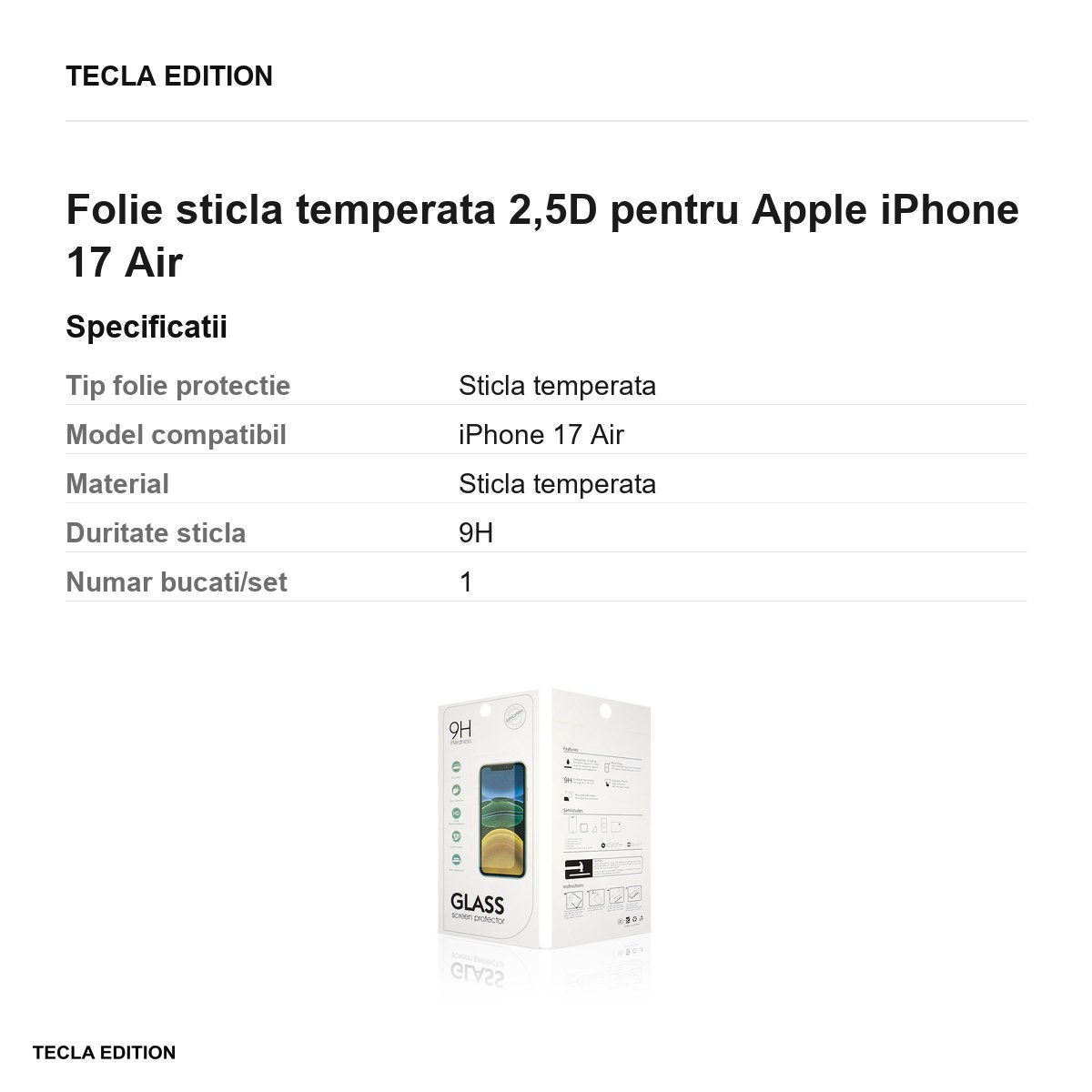 Folie sticla temperata 2,5D pentru Apple iPhone 17 Air [3]