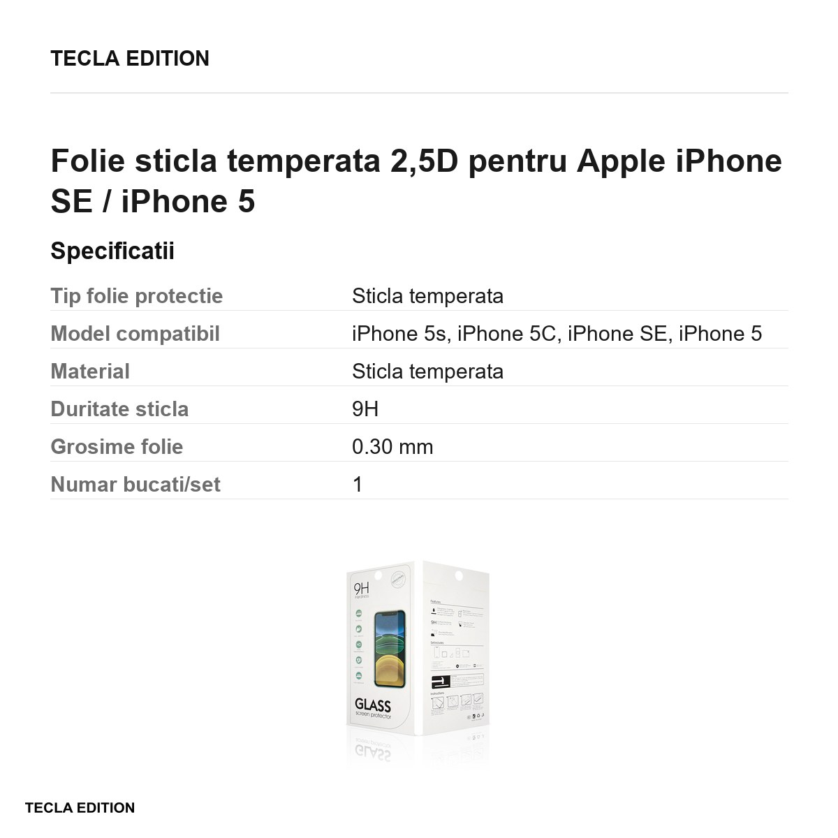 Folie sticla temperata 2,5D pentru Apple iPhone SE / iPhone 5 [3]