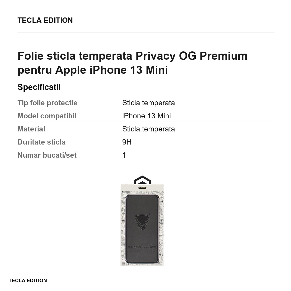 Folie sticla temperata Privacy OG Premium pentru Apple iPhone 13 Mini [6]