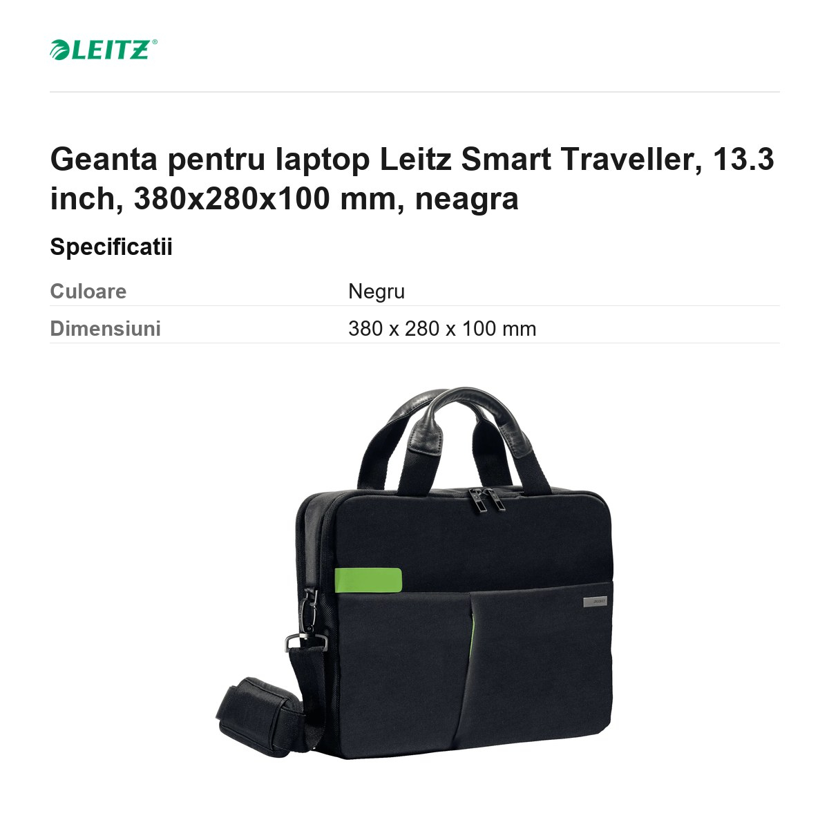 Geanta pentru laptop Leitz Smart Traveller, 13.3 inch, 380x280x100 mm, neagra [3]