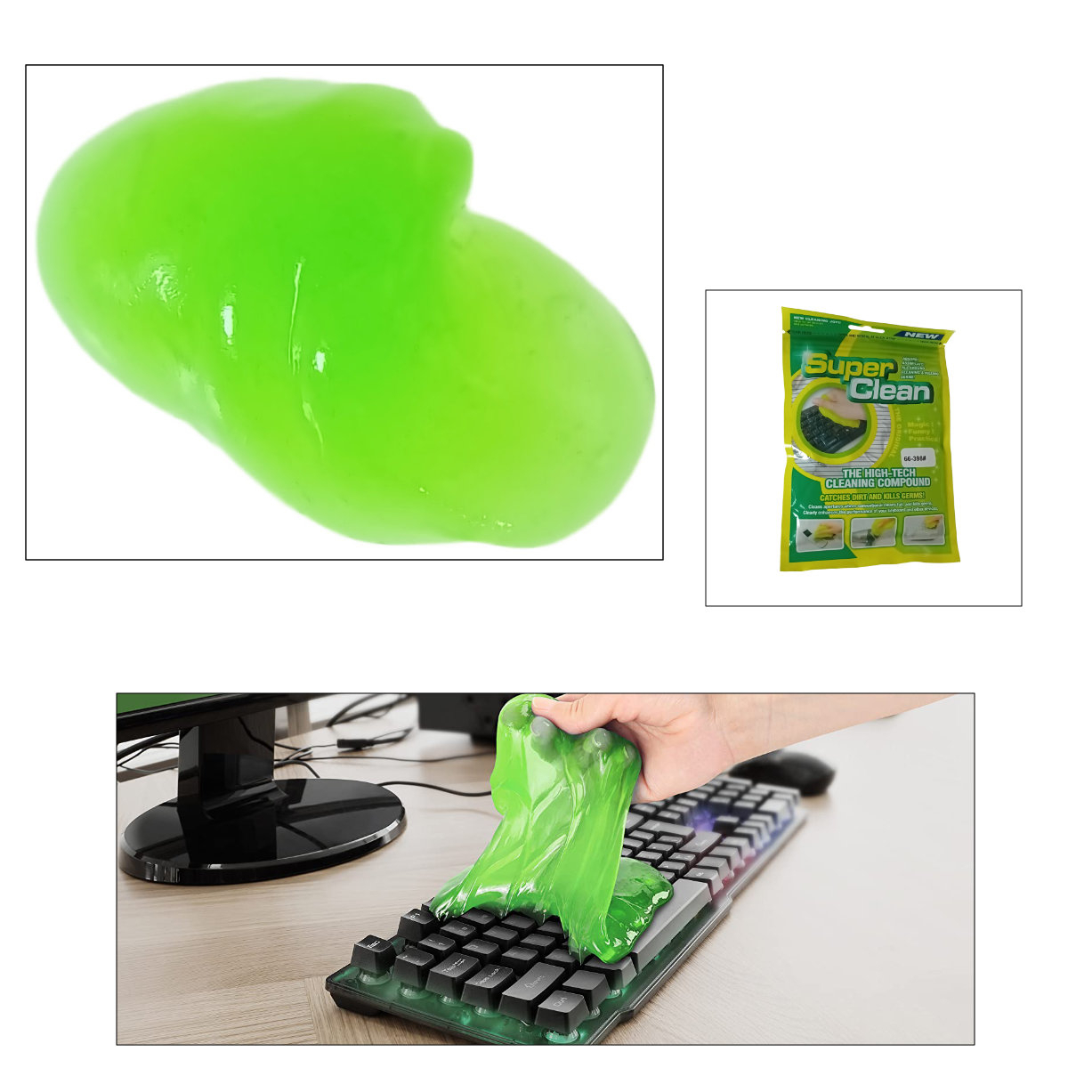 Gel slime absorbant Super Clean 12399, reutilizabil, verde [3]
