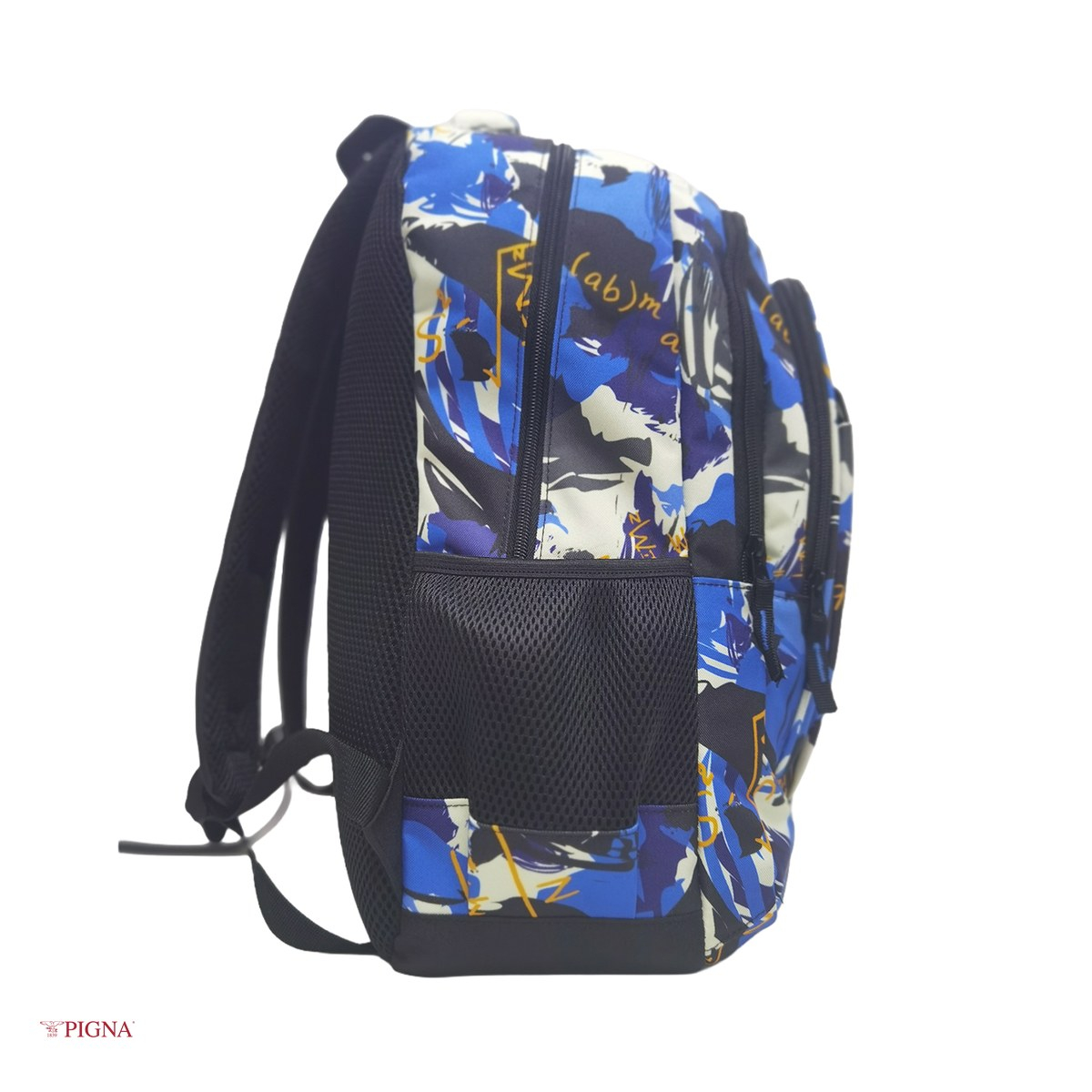 Ghiozdan Pigna pentru gimnaziu, model camuflaj, 4 fermoare, 45x31x14 cm, albastru [5]