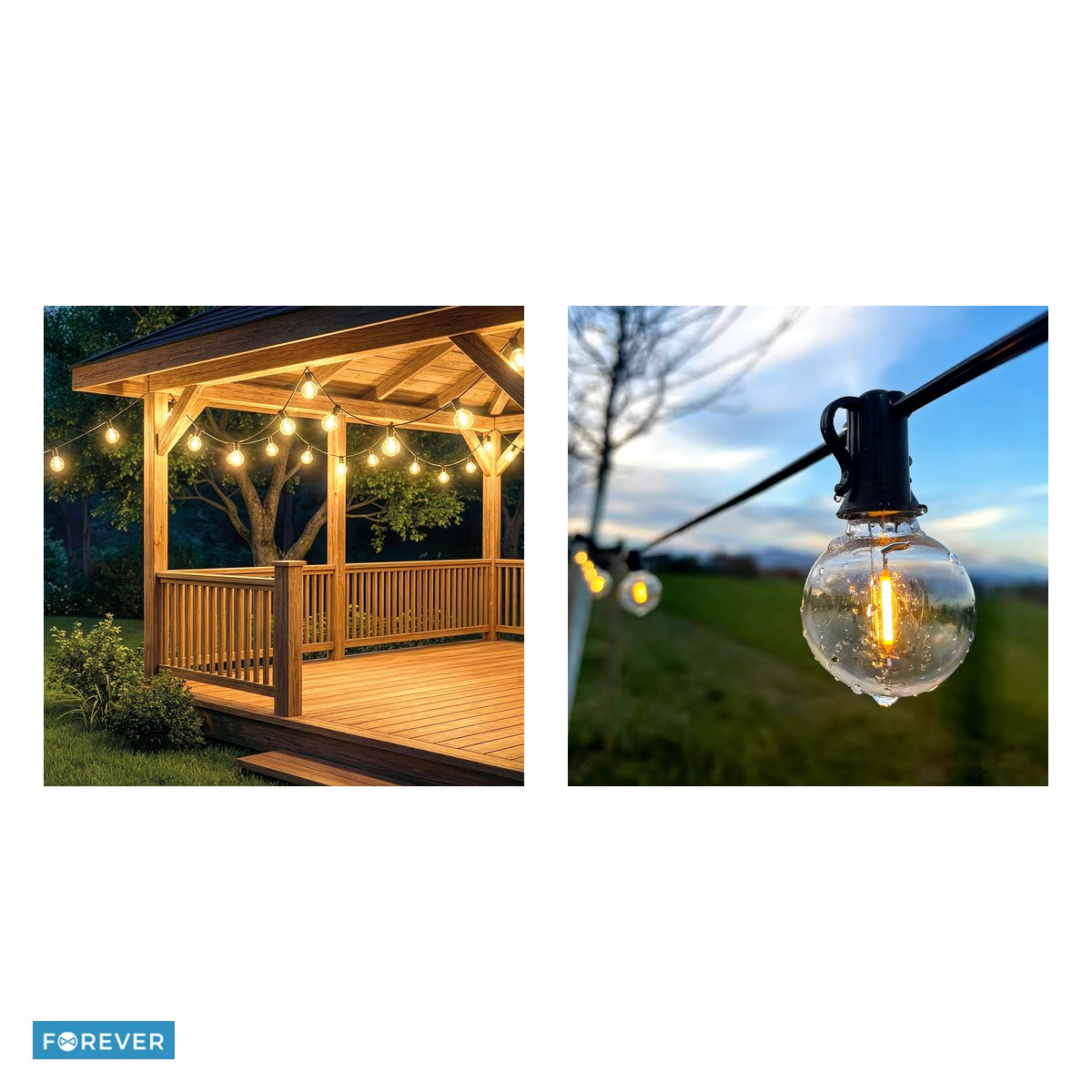 Ghirlanda luminoasa solara, Forever Light LED Sunari FLS-180, lungime 8.5 m, 10 becuri, 2700K, 300lm, baterie 18650 3,7V 1800mAh, dimensiune panou solar 90x75mm, distanta intre becuri 60cm, cu telecom [5]