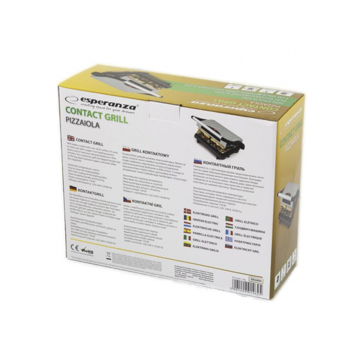 Gratar electric Esperanza EKG005 Pizzaiola, 750W, 145x230mm, negru cu argintiu [4]