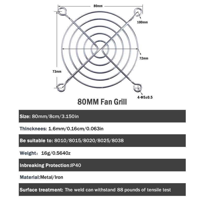 Grila de protectie ventilator 80 mm, din otel, argintie [14]
