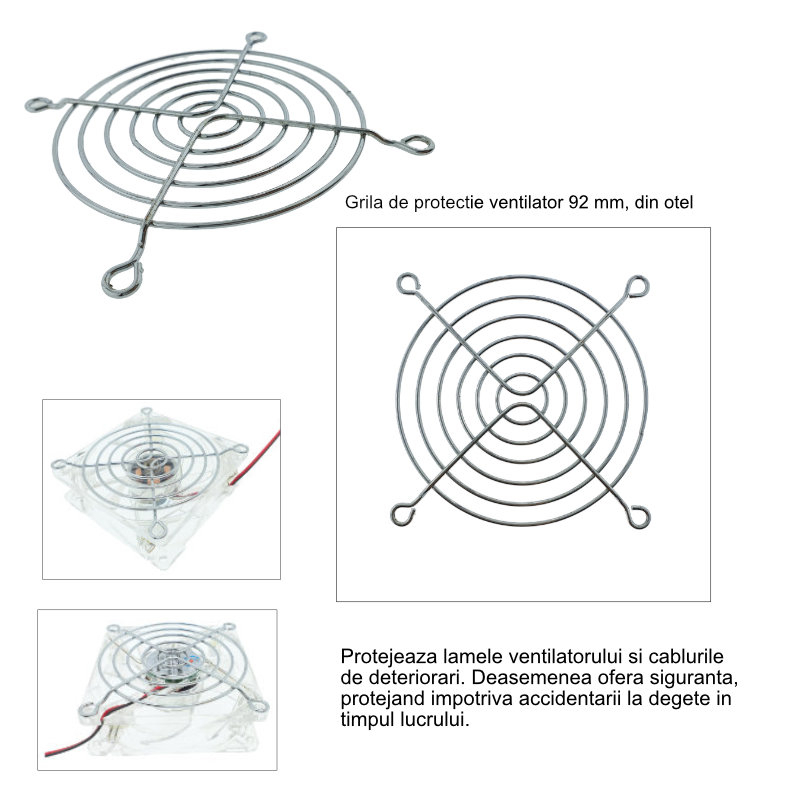 Grila de protectie ventilator 92 mm, din otel, argintie [4]
