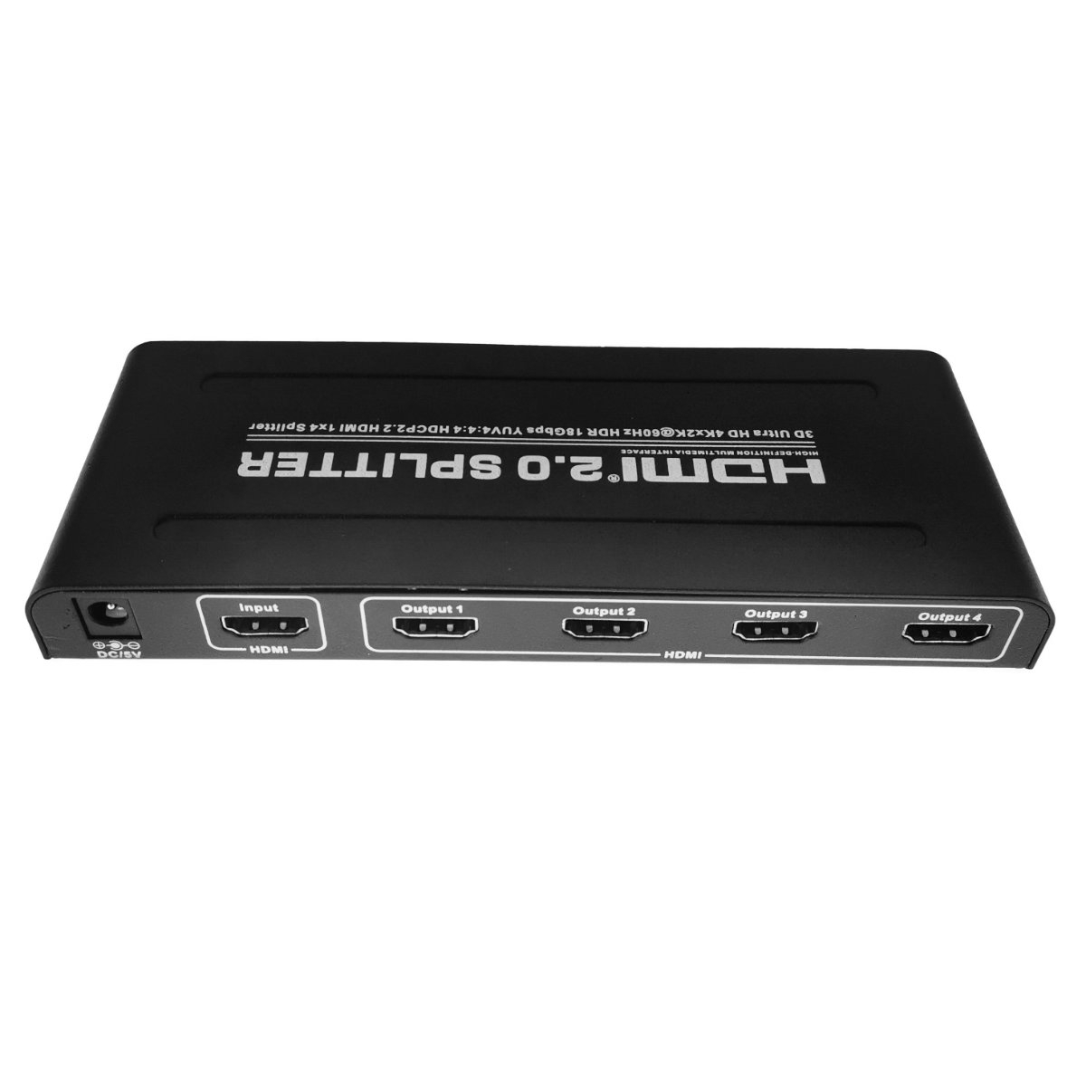 HDMI Splitter video, 3D UltraHD 4K, 60Hz HDR 18Gbps, 1 x port intrare HDMI, 4 x port-uri iesire HDMI, cu alimentator inclus , negru [10]
