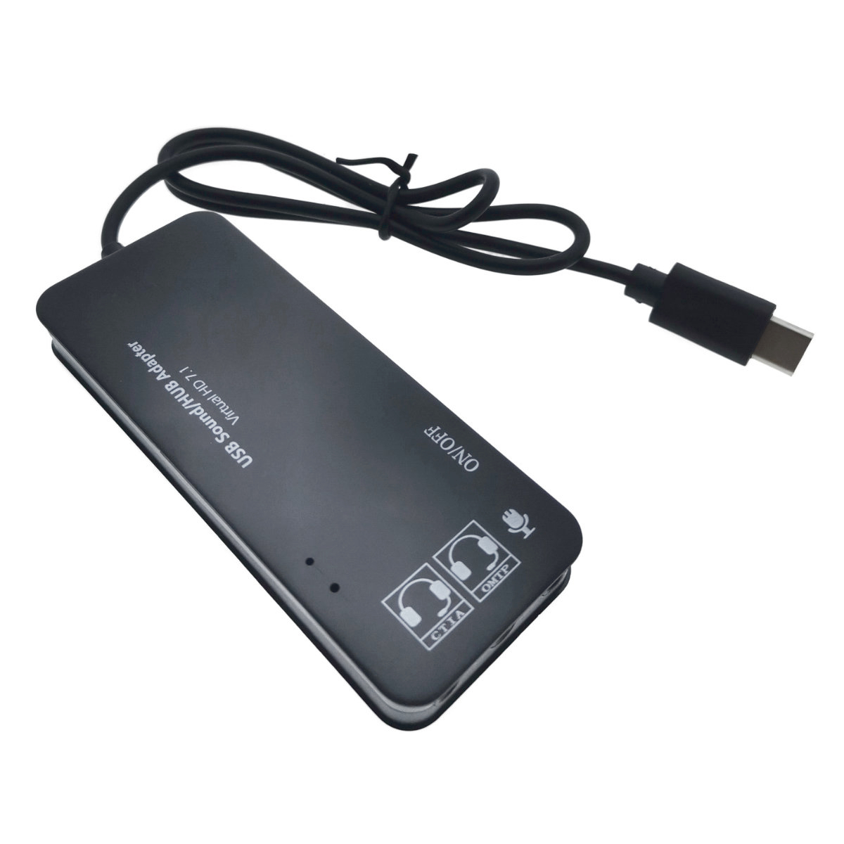 Hub cu conector USB Tip C si placa de sunet, 2in1, interfata USB 2.0, 3 porturi USB, iesire 3 x jack 3.5mm mama, indicator Led, cu cablu 45 cm, negru [8]