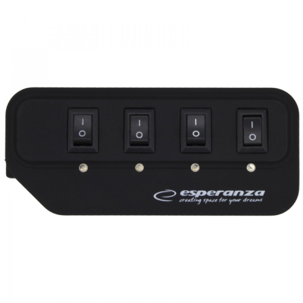 Hub USB 2.0 4 porturi cu comutatoare si alimentare, Esperanza 76993, indicator LED, negru [5]