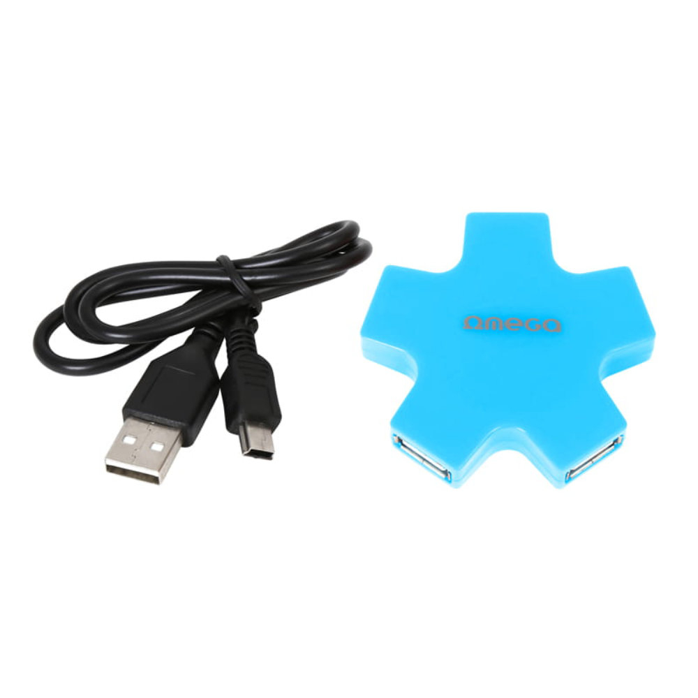Hub USB cu 4 porturi USB 2.0, Omega Star Blue 43520, incarcare, transfer date, conectare periferice, albastru [5]