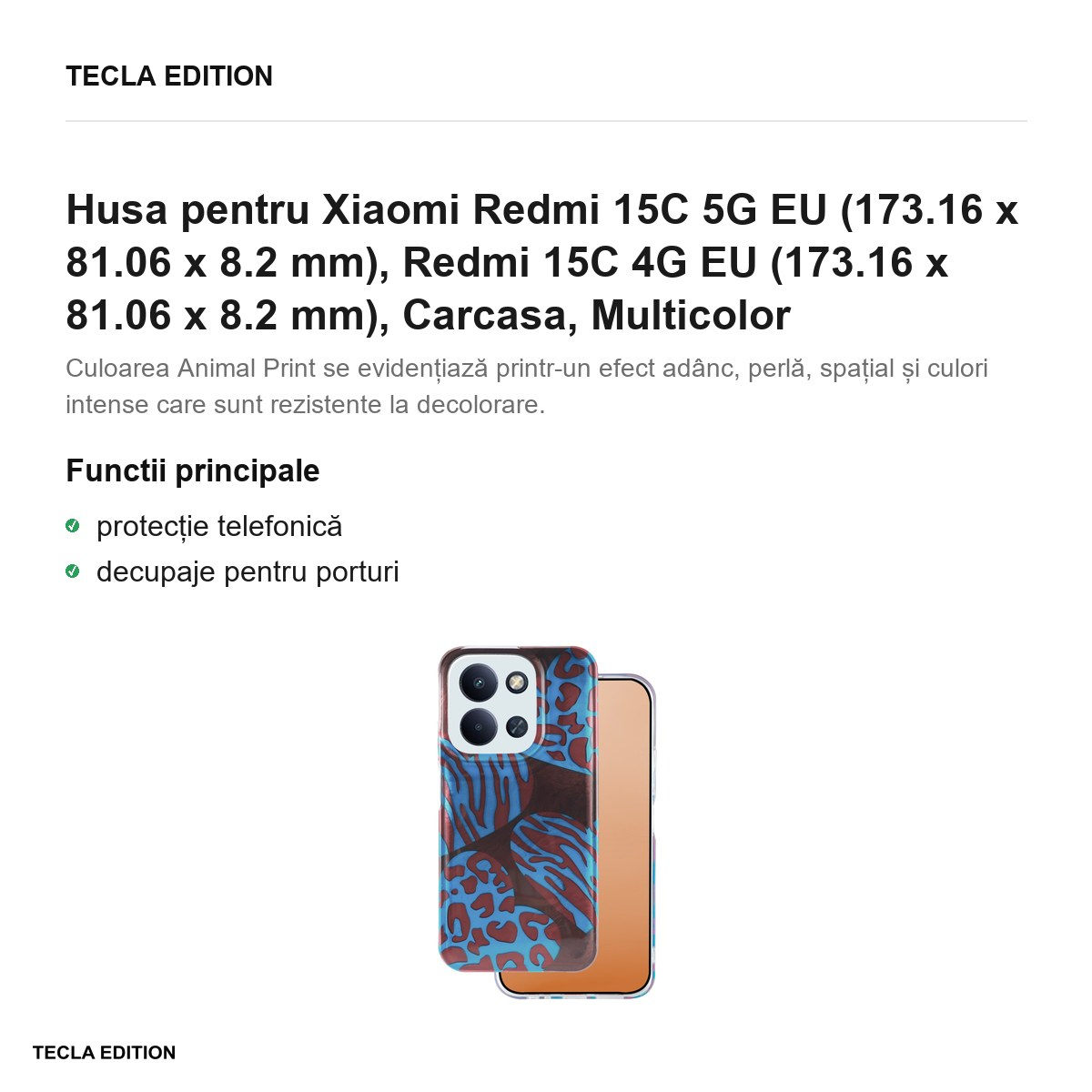 Husa Animal Print Chameleon pentru Xiaomi Redmi 15C 5G EU, Redmi 15C 4G EU, Carcasa, Multicolor [2]