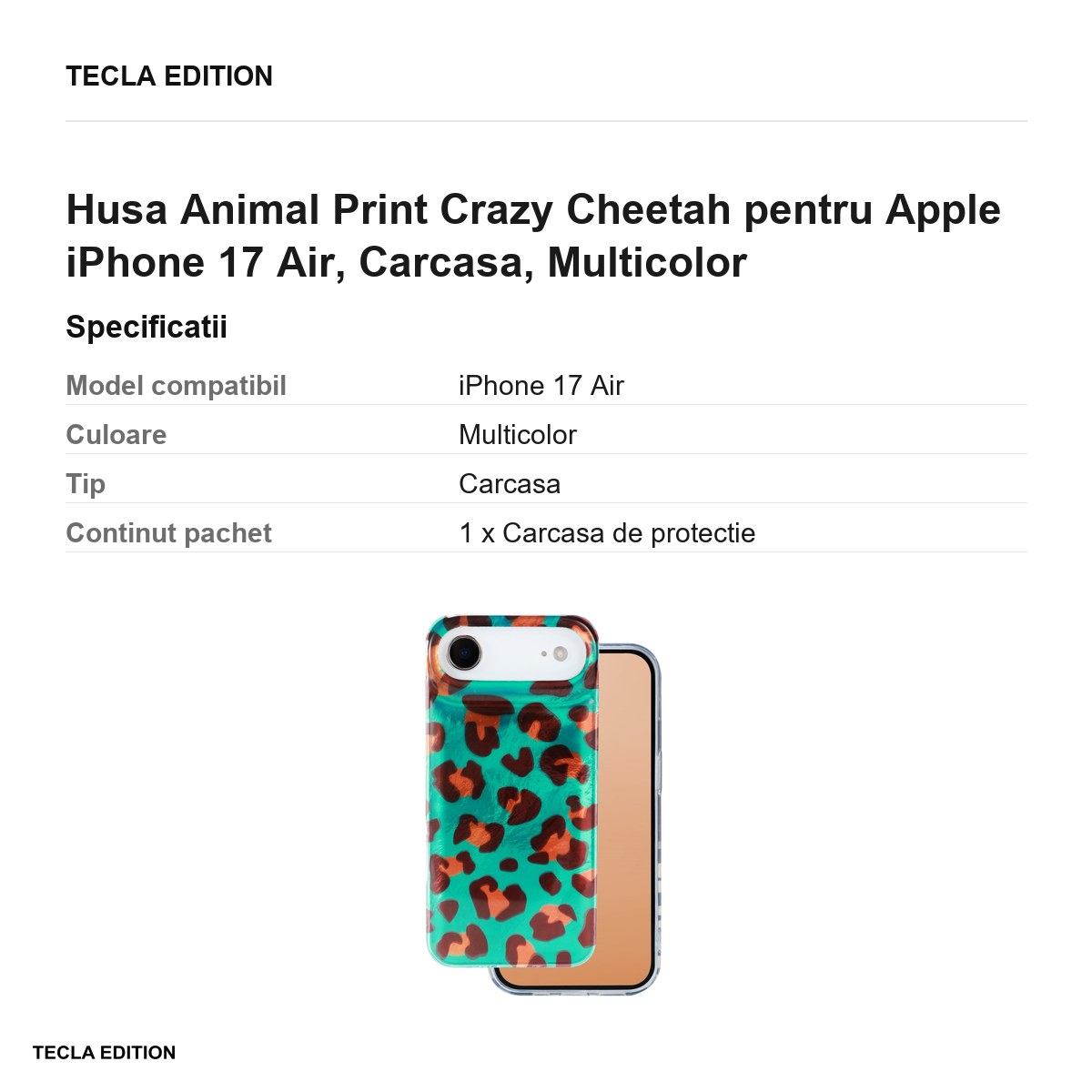 Husa Animal Print Crazy Cheetah pentru Apple iPhone 17 Air, Carcasa, Multicolor [3]