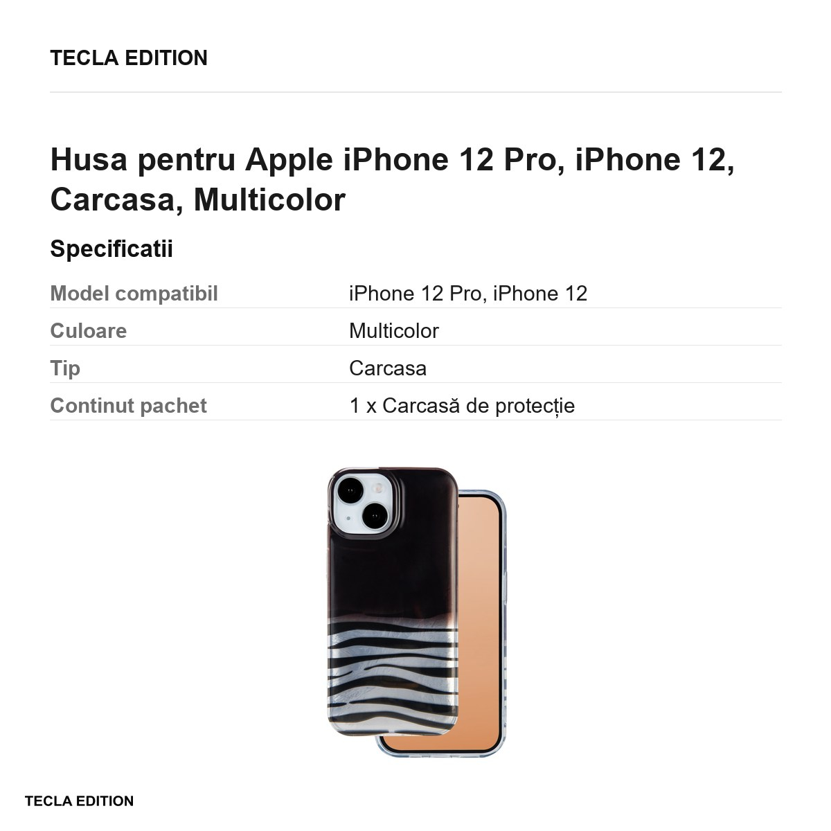 Husa Animal Print Okapi pentru Apple iPhone 12 Pro, iPhone 12, Carcasa, Multicolor [3]