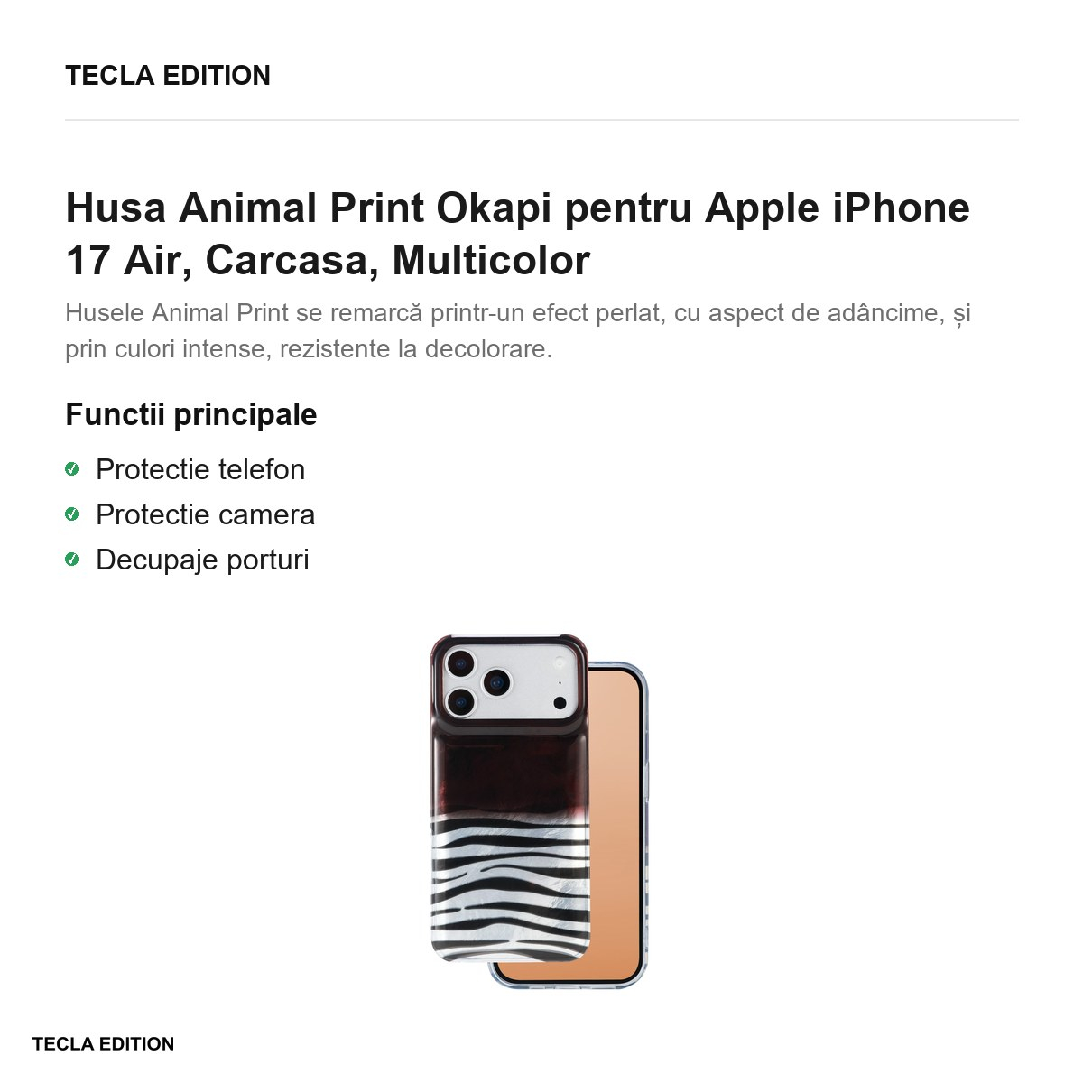 Husa Animal Print Okapi pentru Apple iPhone 17 Air, Carcasa, Multicolor [2]