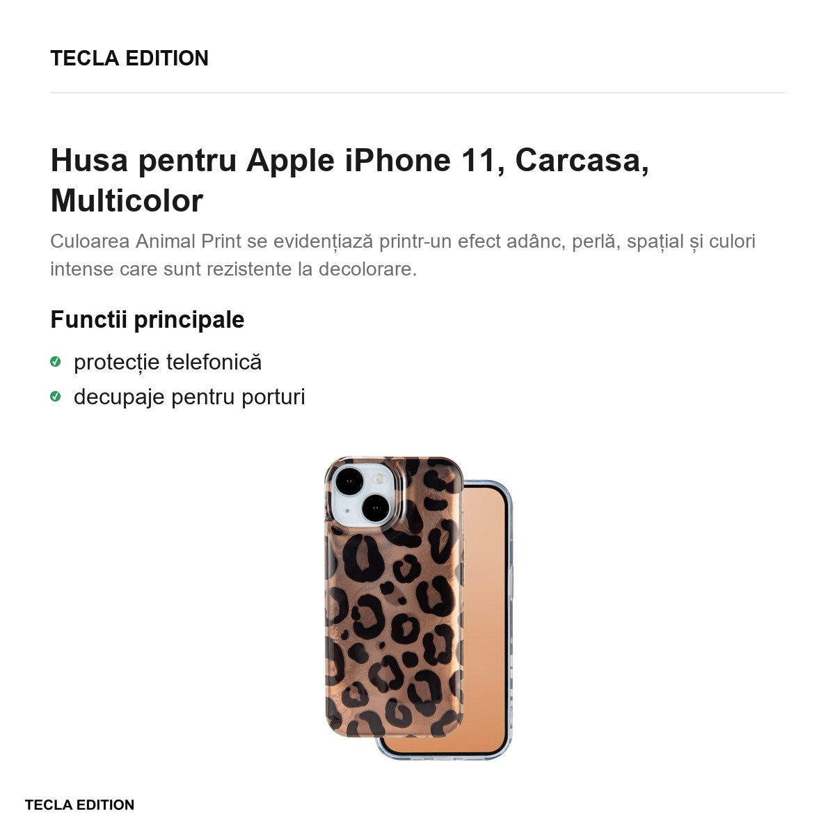 Husa Animal Print Panther pentru Apple iPhone 11, Carcasa, Multicolor [2]