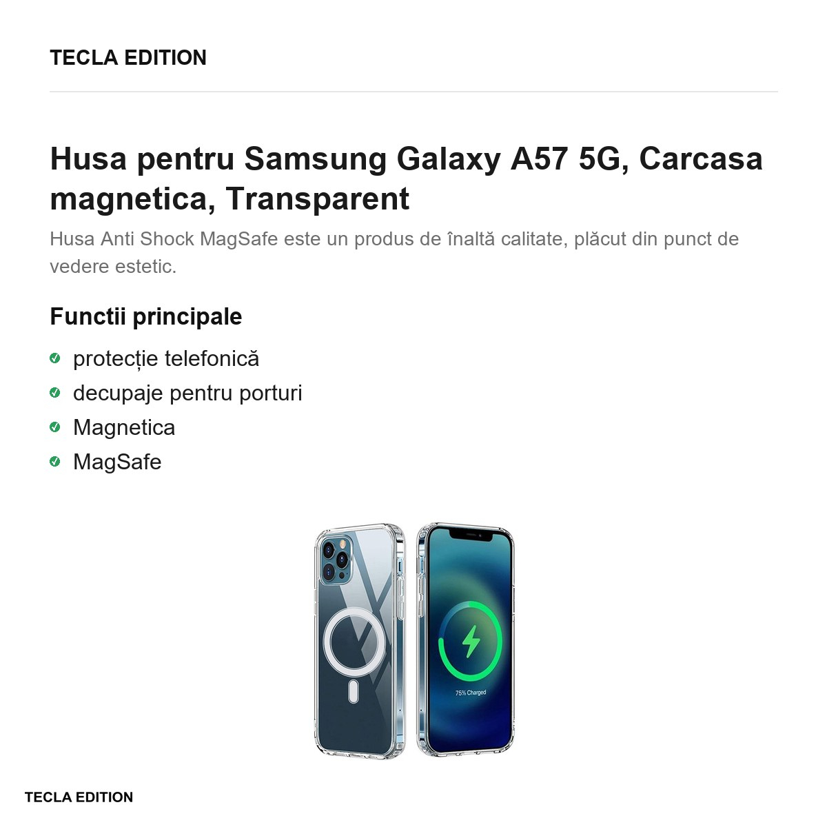 Husa Anti Shock 1 5 mm Mag pentru Samsung Galaxy A57 5G, Carcasa magnetica, Transparent [2]