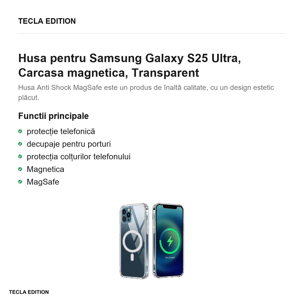 Husa Anti Shock 1 5 mm Mag pentru Samsung Galaxy S25 Ultra, Carcasa magnetica, Transparent [2]