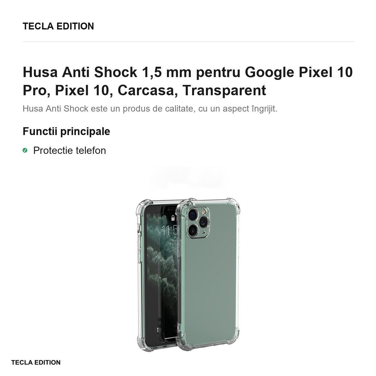 Husa Anti Shock 1,5 mm pentru Google Pixel 10 Pro, Pixel 10, Carcasa, Transparent [2]