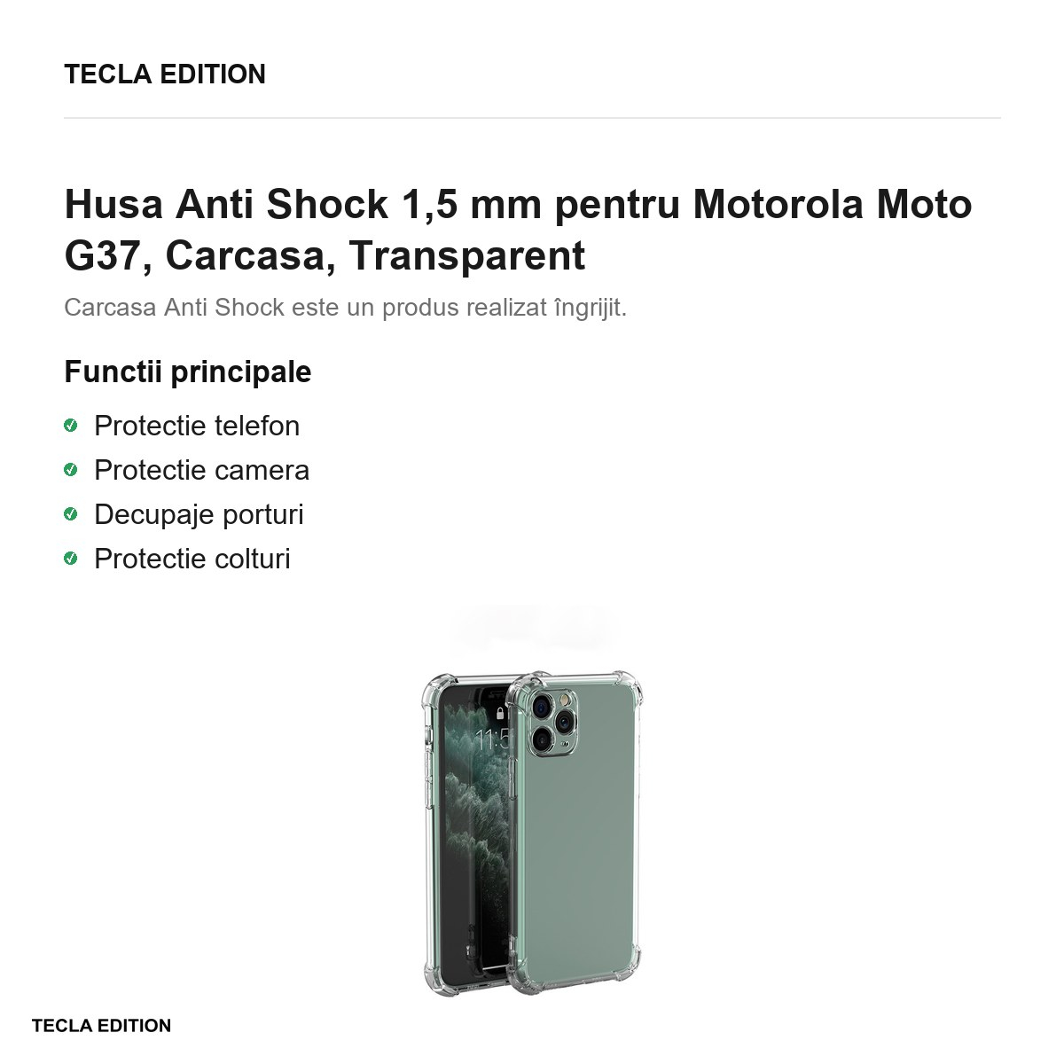 Husa Anti Shock 1,5 mm pentru Motorola Moto G37, Carcasa, Transparent [2]