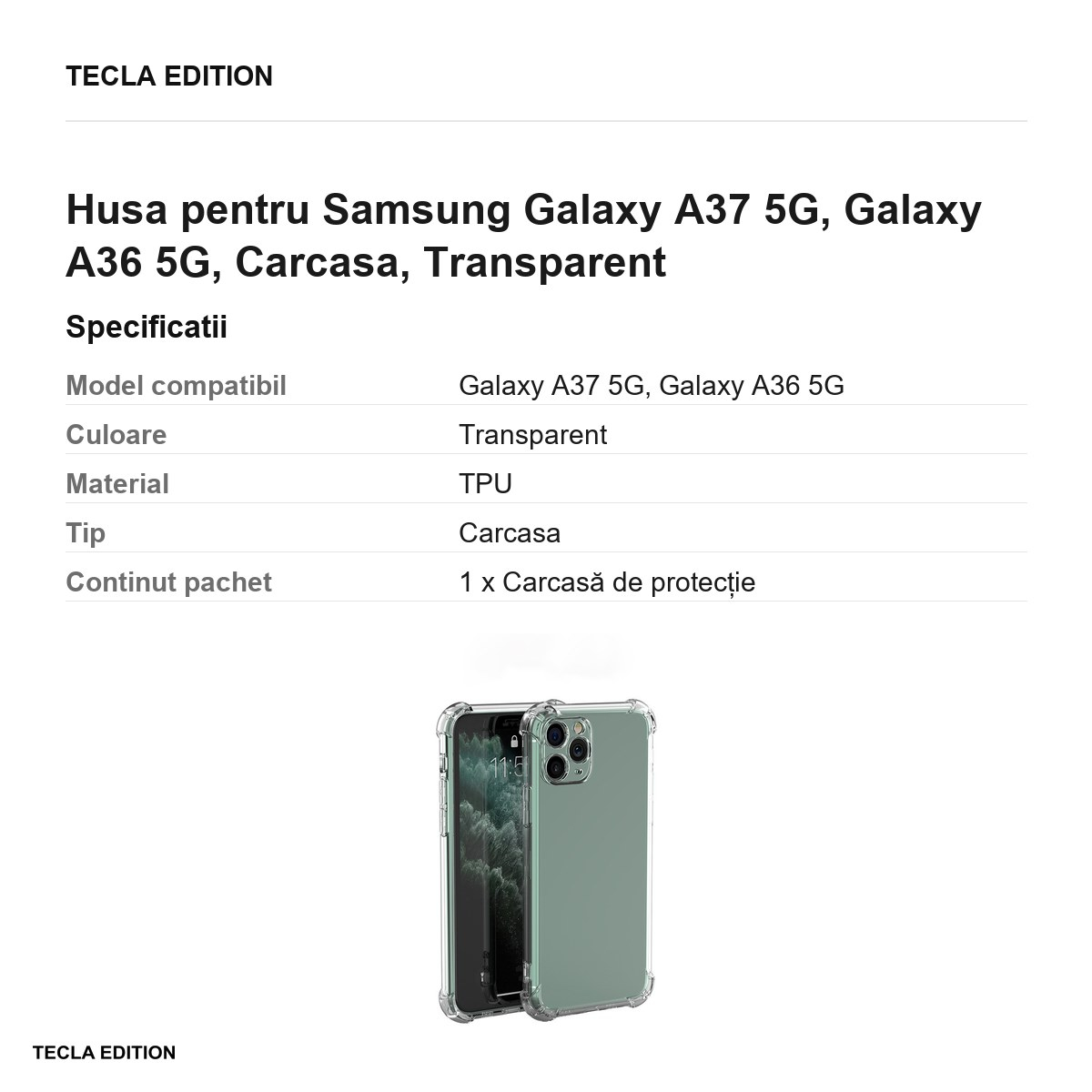 Husa Anti Shock 1 5 mm pentru Samsung Galaxy A37 5G, Galaxy A36 5G, Carcasa, Transparent [3]