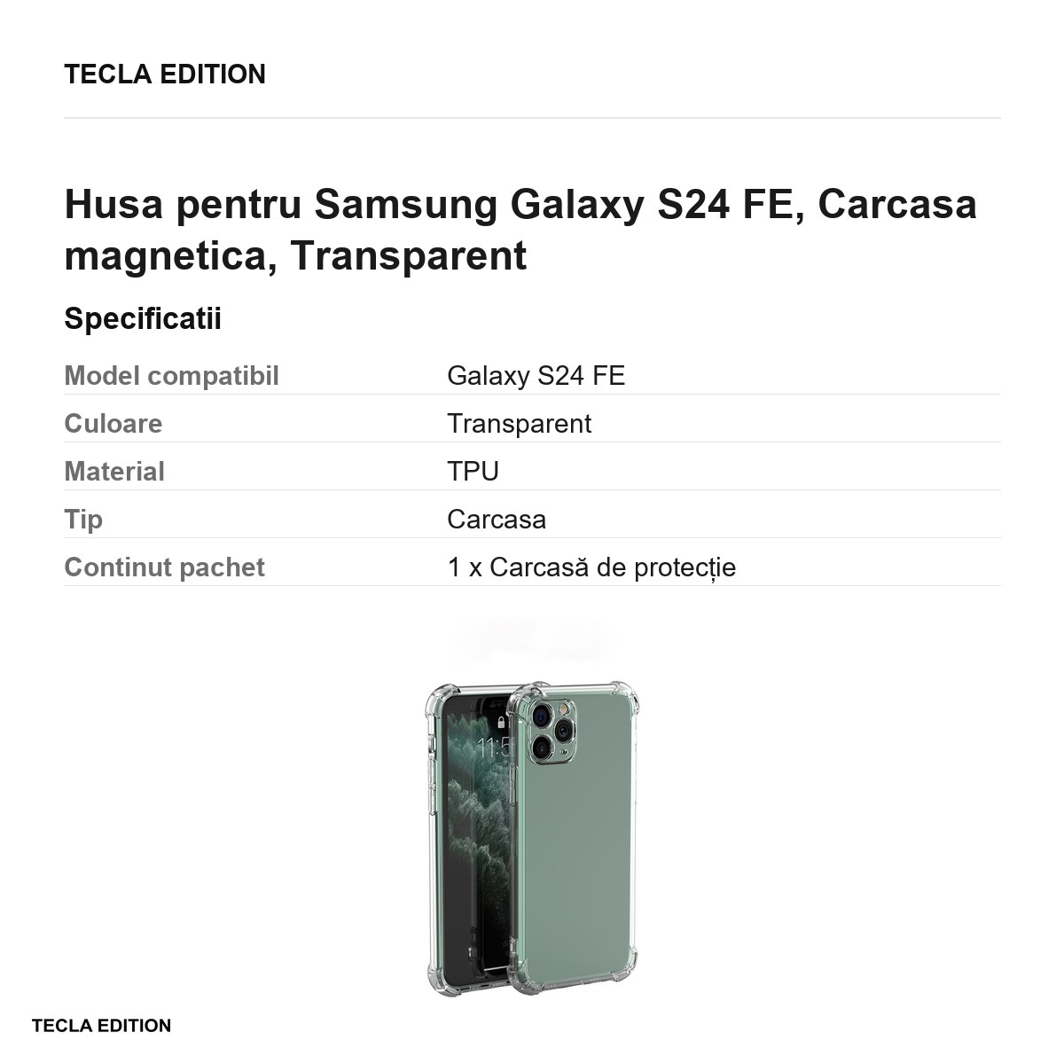 Husa Anti Shock 1 5 mm pentru Samsung Galaxy S24 FE, Carcasa magnetica, Transparent [3]