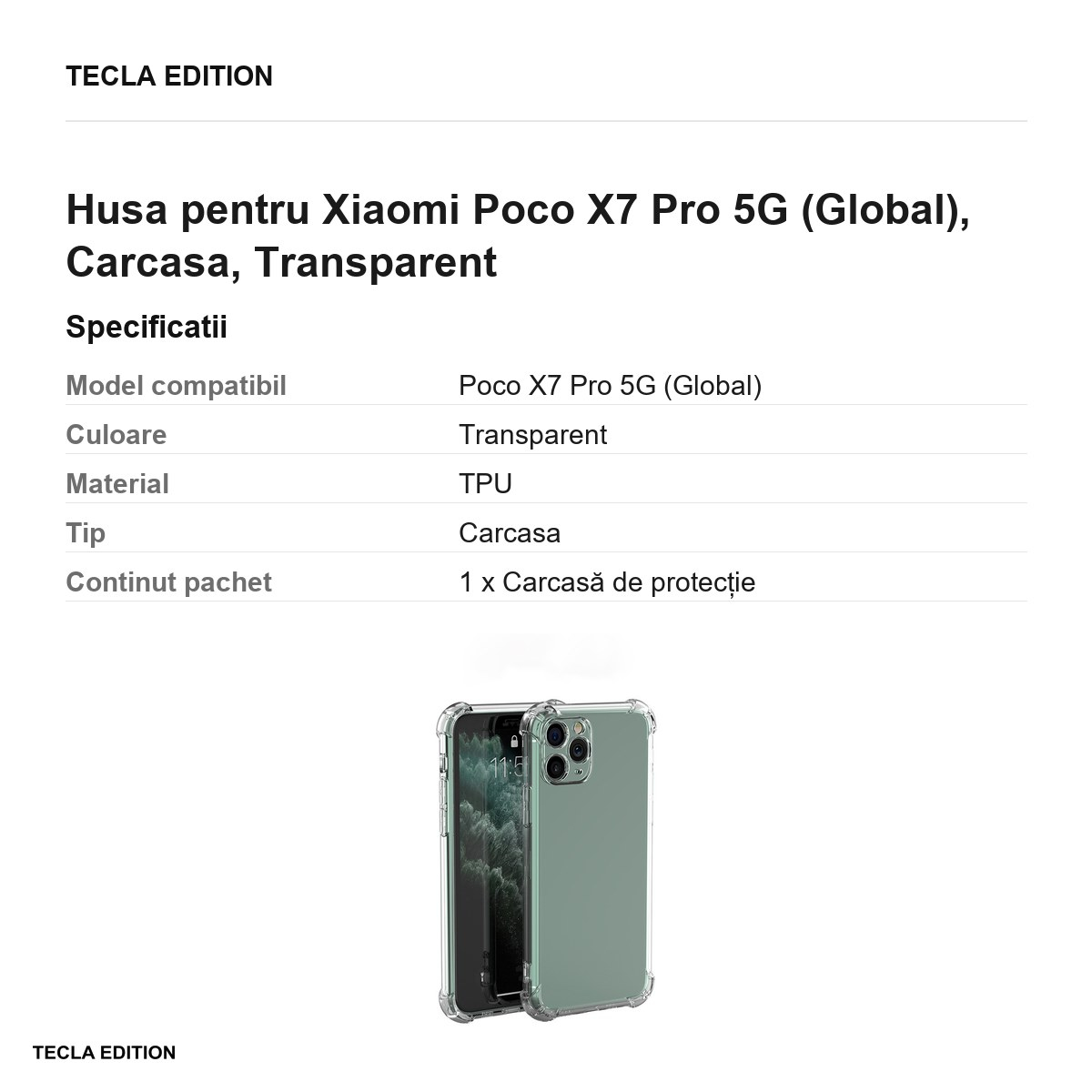 Husa Anti Shock 1,5 mm pentru Xiaomi Poco X7 Pro 5G (Global), Carcasa, Transparent [3]