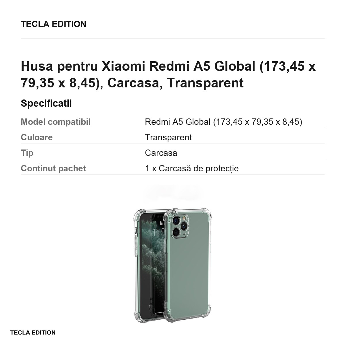 Husa Anti Shock 1,5 mm pentru Xiaomi Redmi A5 Global, Carcasa, Transparent [3]