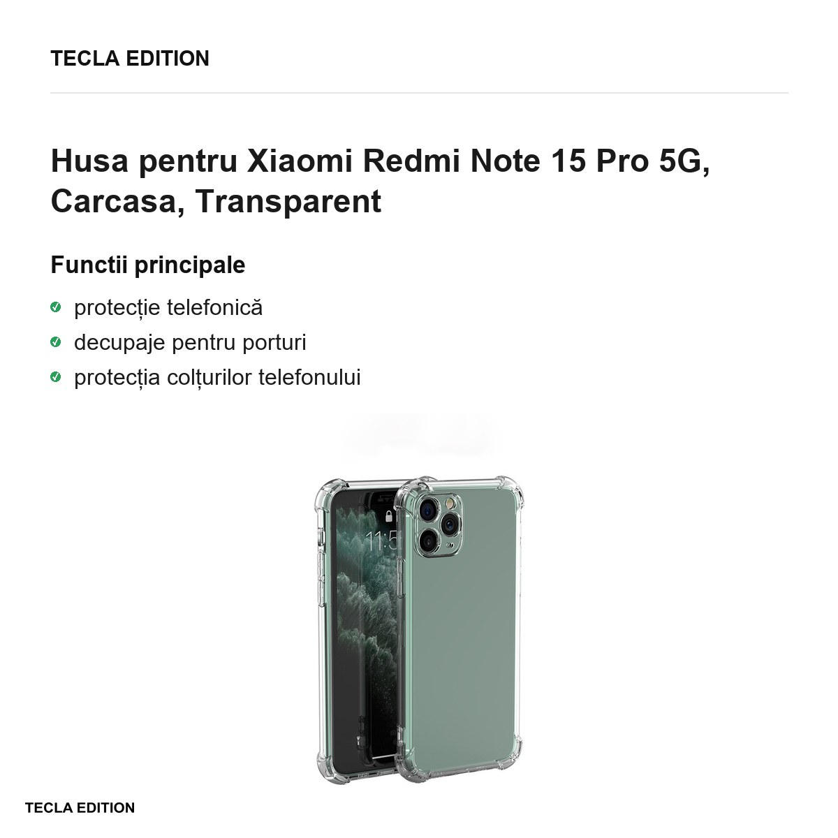 Husa Anti Shock 1,5 mm pentru Xiaomi Redmi Note 15 Pro 5G, Carcasa, Transparent [2]