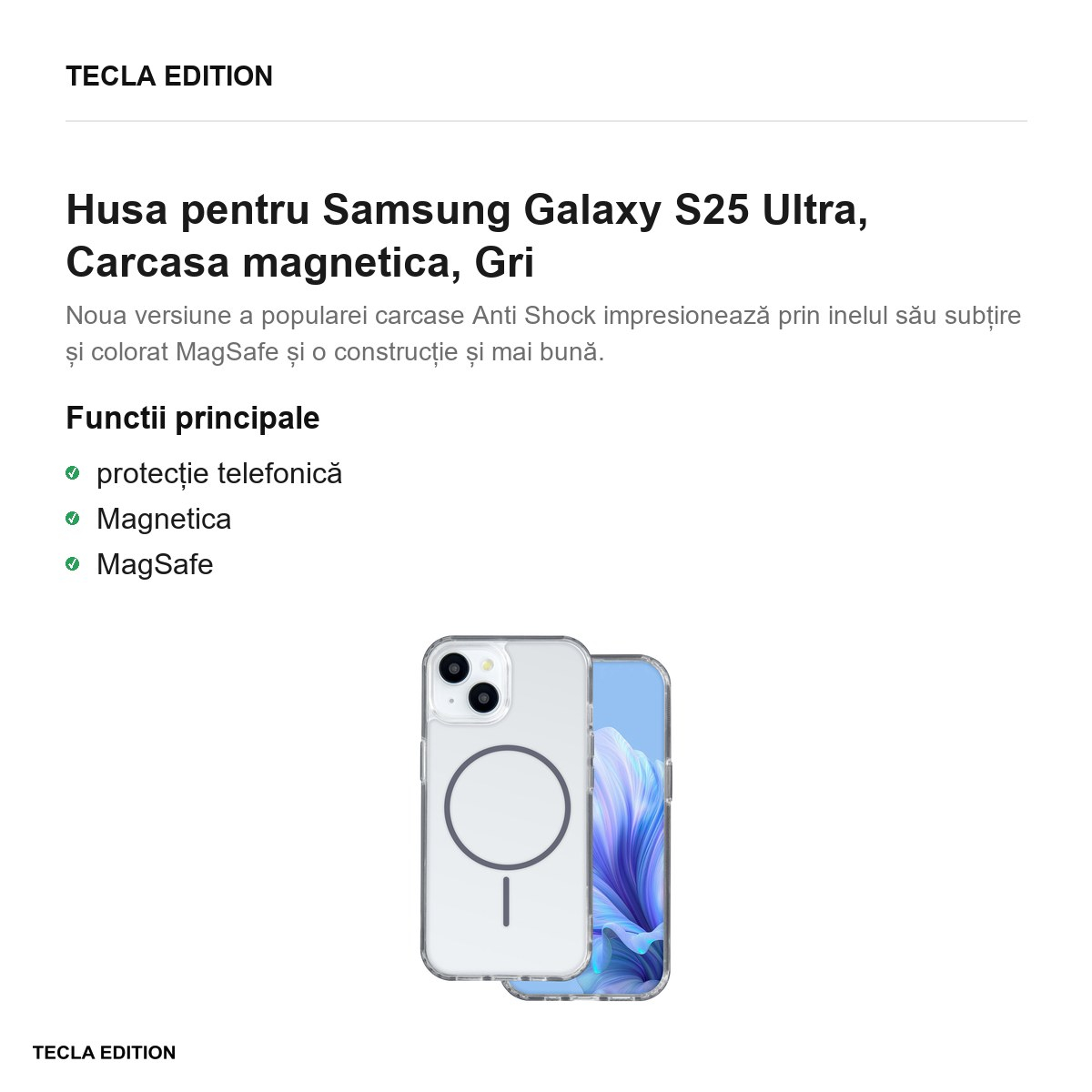 Husa Anti Shock Thin Mag pentru Samsung Galaxy S25 Ultra, Carcasa magnetica, Gri [2]