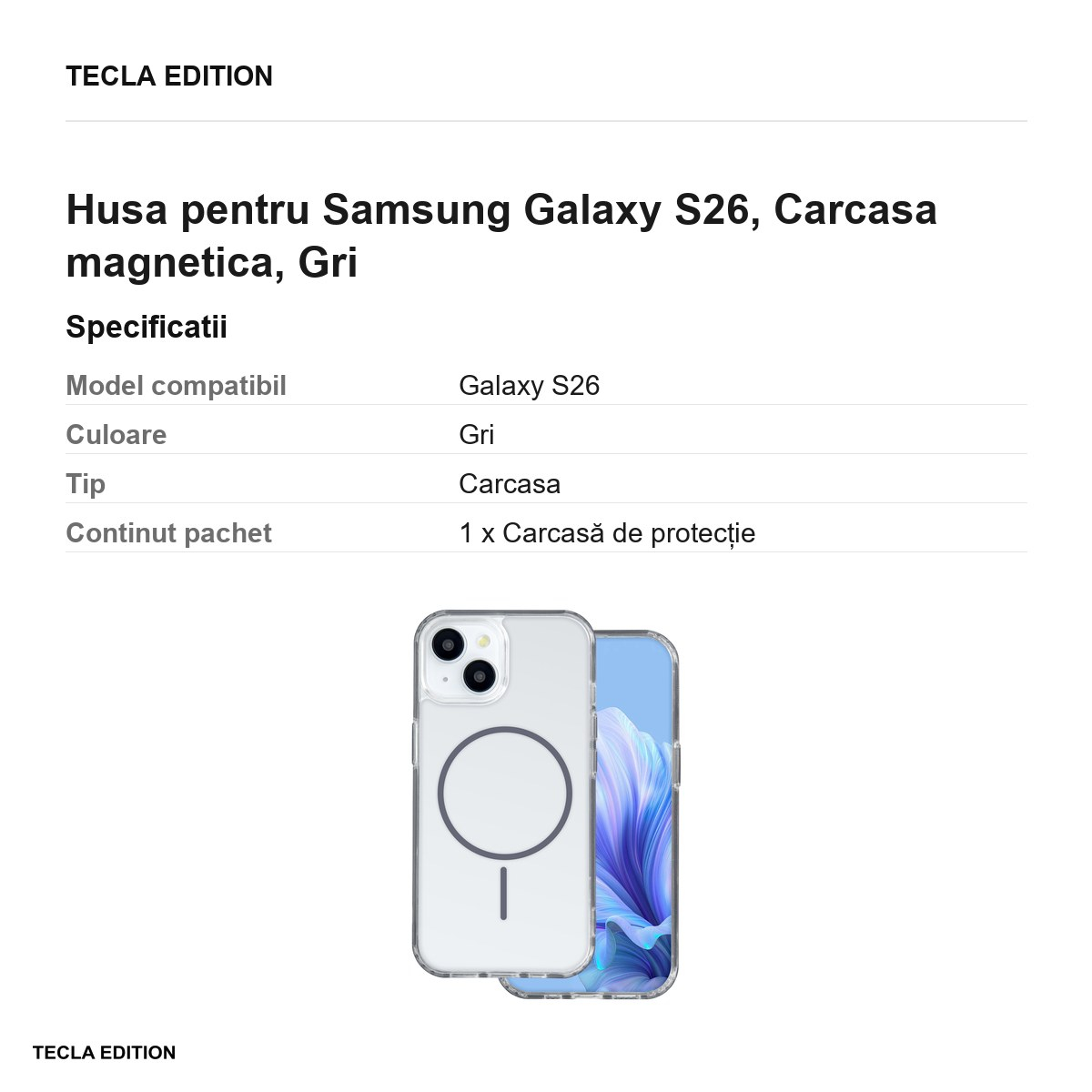 Husa Anti Shock Thin Mag pentru Samsung Galaxy S26, Carcasa magnetica, Gri [3]