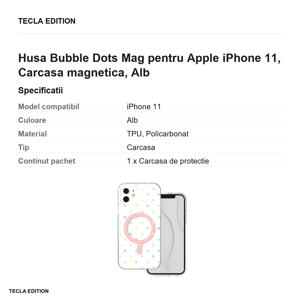 Husa Bubble Dots Mag pentru Apple iPhone 11, Carcasa magnetica, Alb [3]