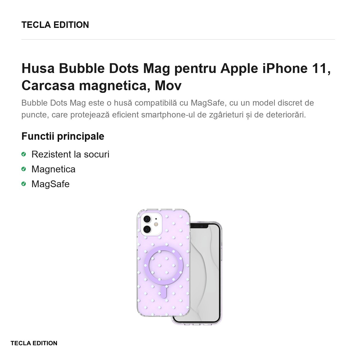 Husa Bubble Dots Mag pentru Apple iPhone 11, Carcasa magnetica, Mov [2]