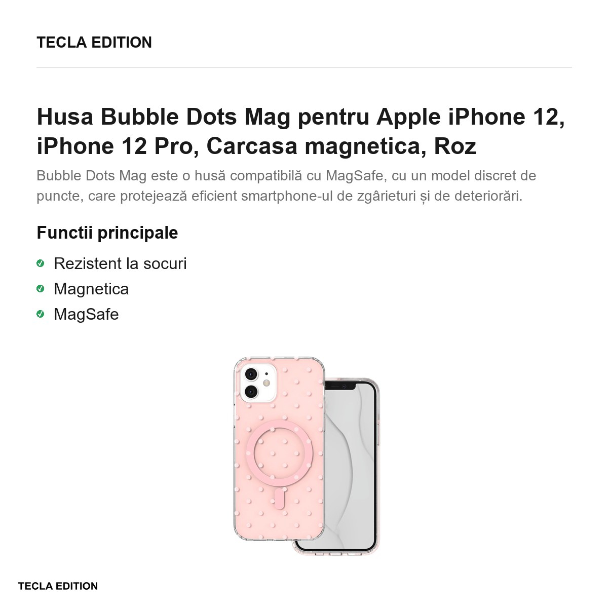 Husa Bubble Dots Mag pentru Apple iPhone 12, iPhone 12 Pro, Carcasa magnetica, Roz [2]