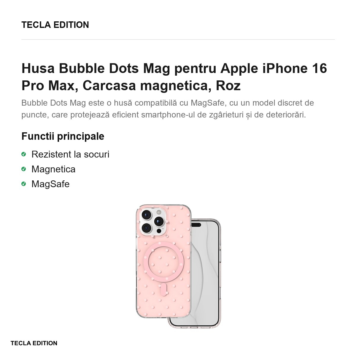 Husa Bubble Dots Mag pentru Apple iPhone 16 Pro Max, Carcasa magnetica, Roz [2]