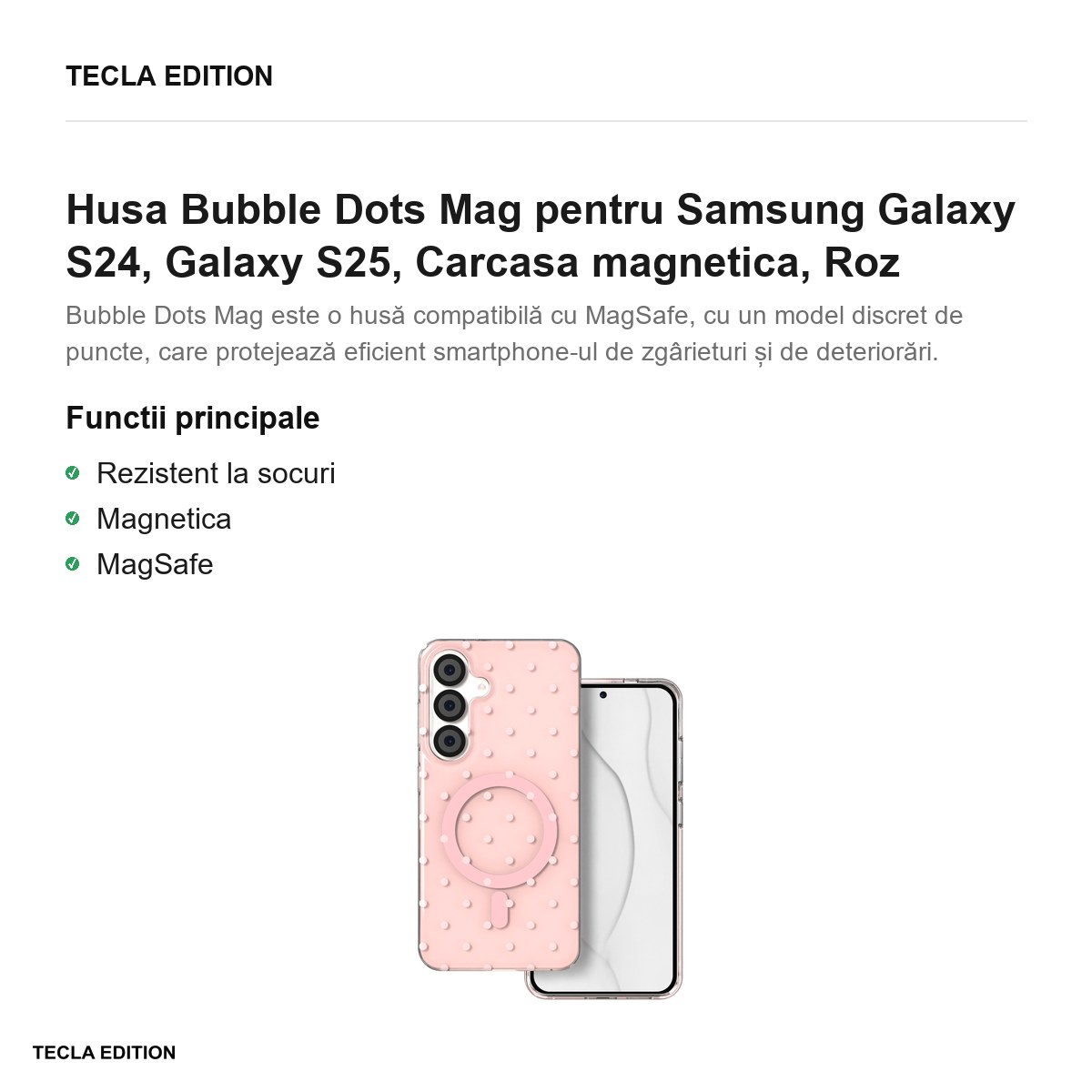 Husa Bubble Dots Mag pentru Samsung Galaxy S24, Galaxy S25, Carcasa magnetica, Roz [2]