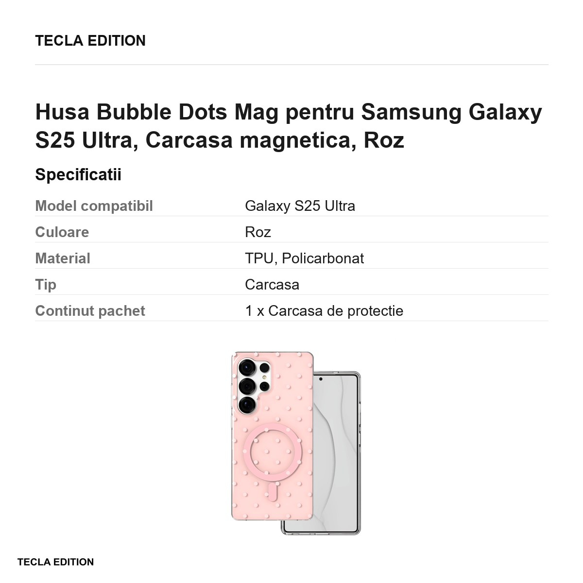 Husa Bubble Dots Mag pentru Samsung Galaxy S25 Ultra, Carcasa magnetica, Roz [3]