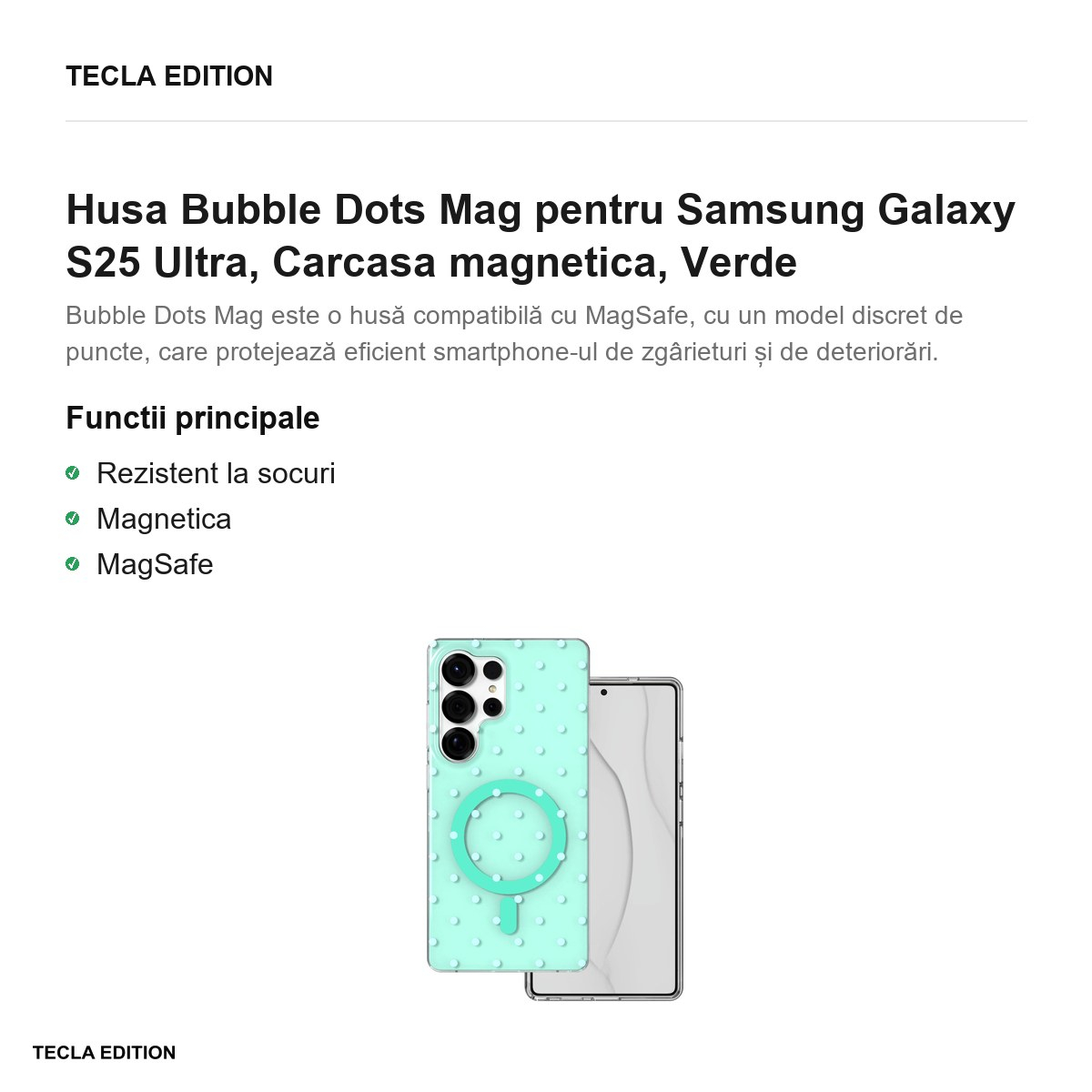 Husa Bubble Dots Mag pentru Samsung Galaxy S25 Ultra, Carcasa magnetica, Verde [2]